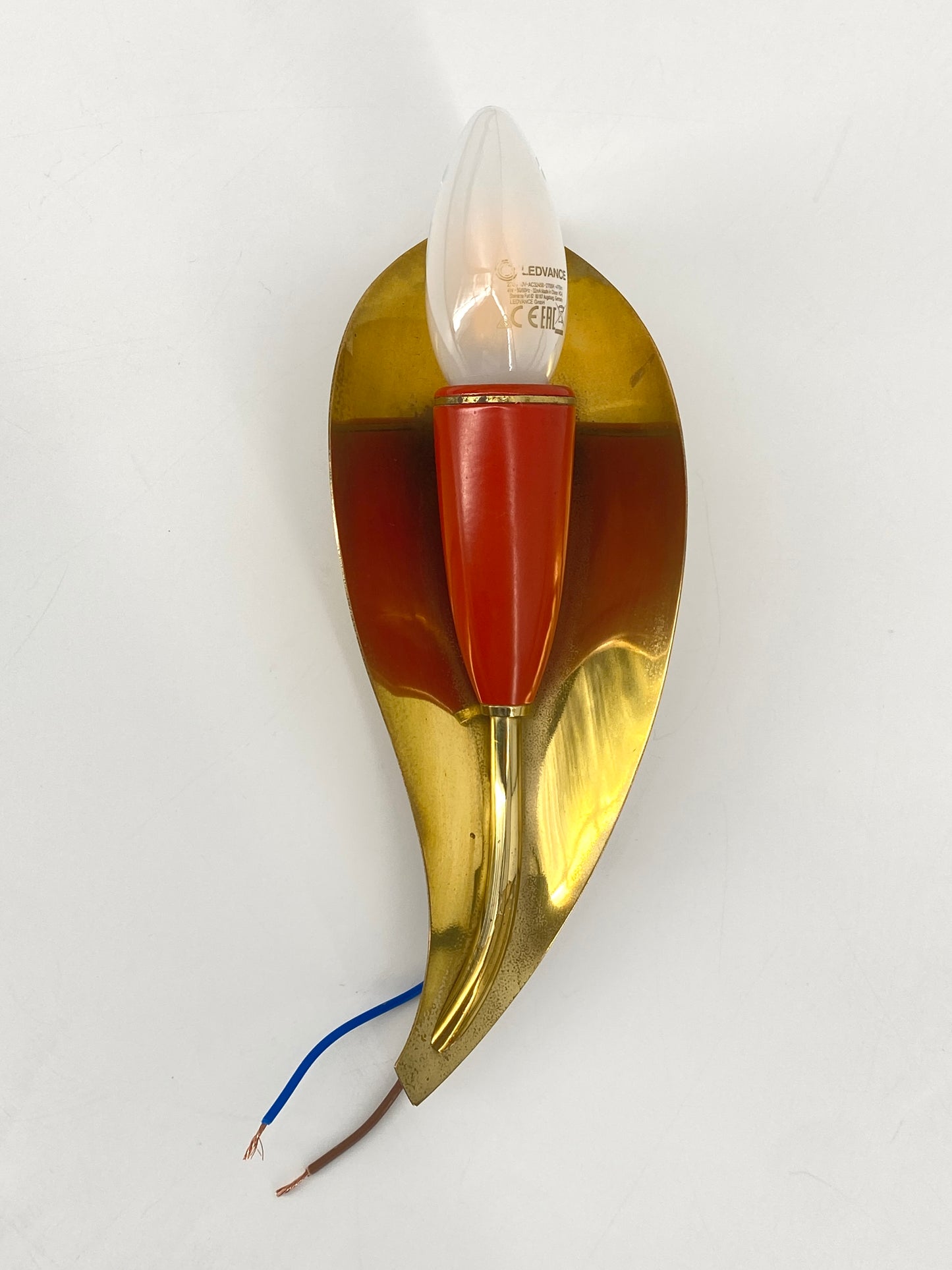 Blattförmige Wandlampe im Stil von Stilnovo aus Messing, 50/60er