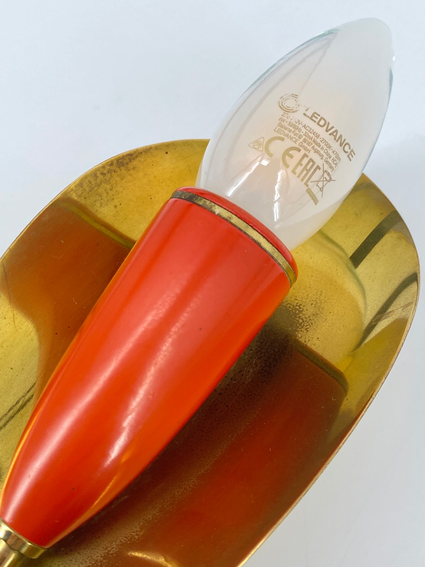 Blattförmige Wandlampe im Stil von Stilnovo aus Messing, 50/60er