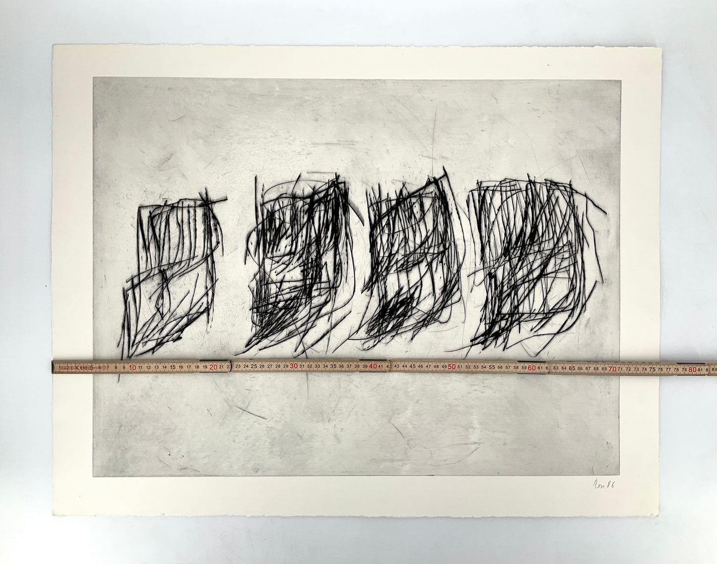 Kräftige Radierung "Satz" von Rolf Rose für Griffelkunst, 1986