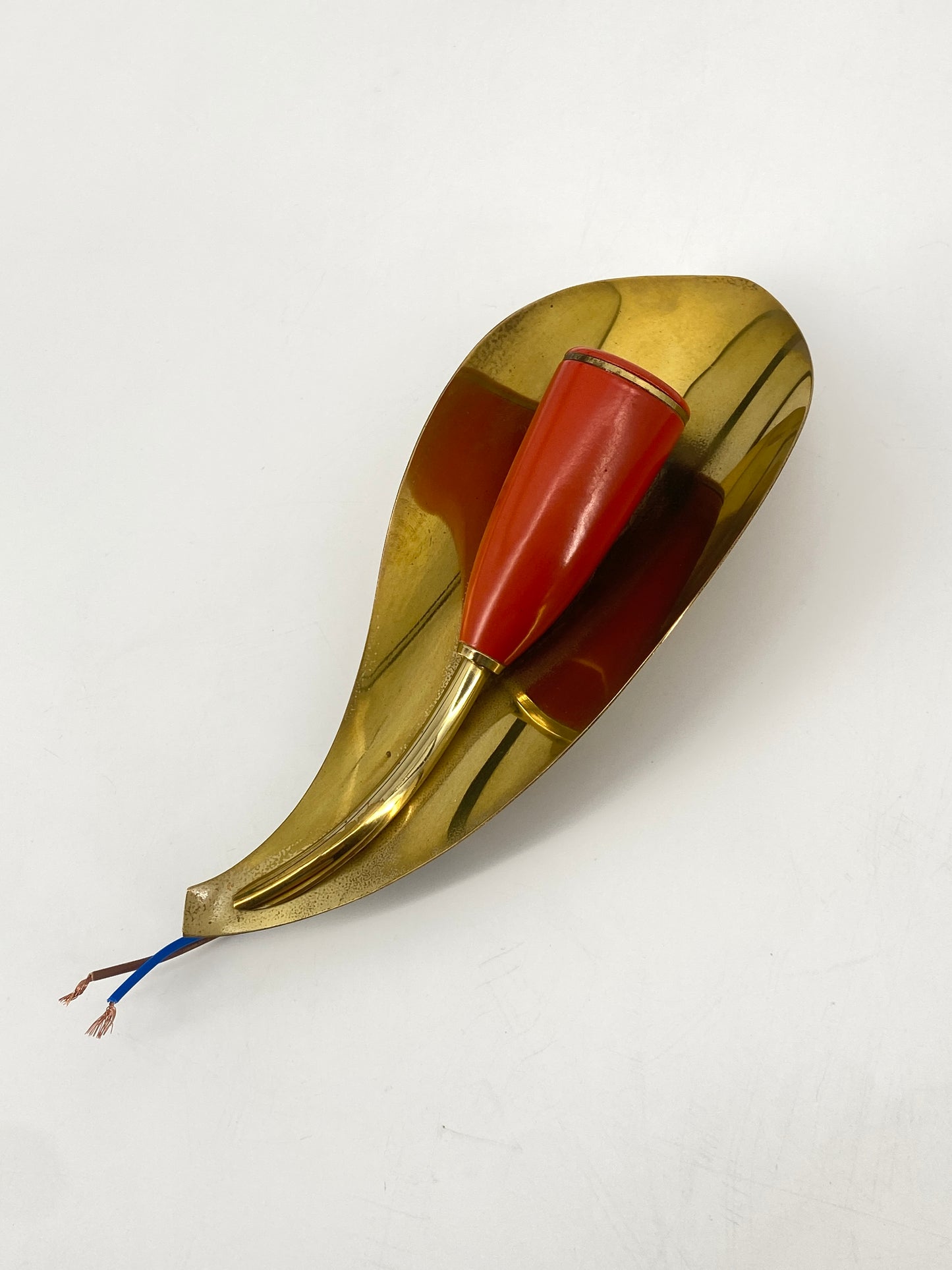 Blattförmige Wandlampe im Stil von Stilnovo aus Messing, 50/60er