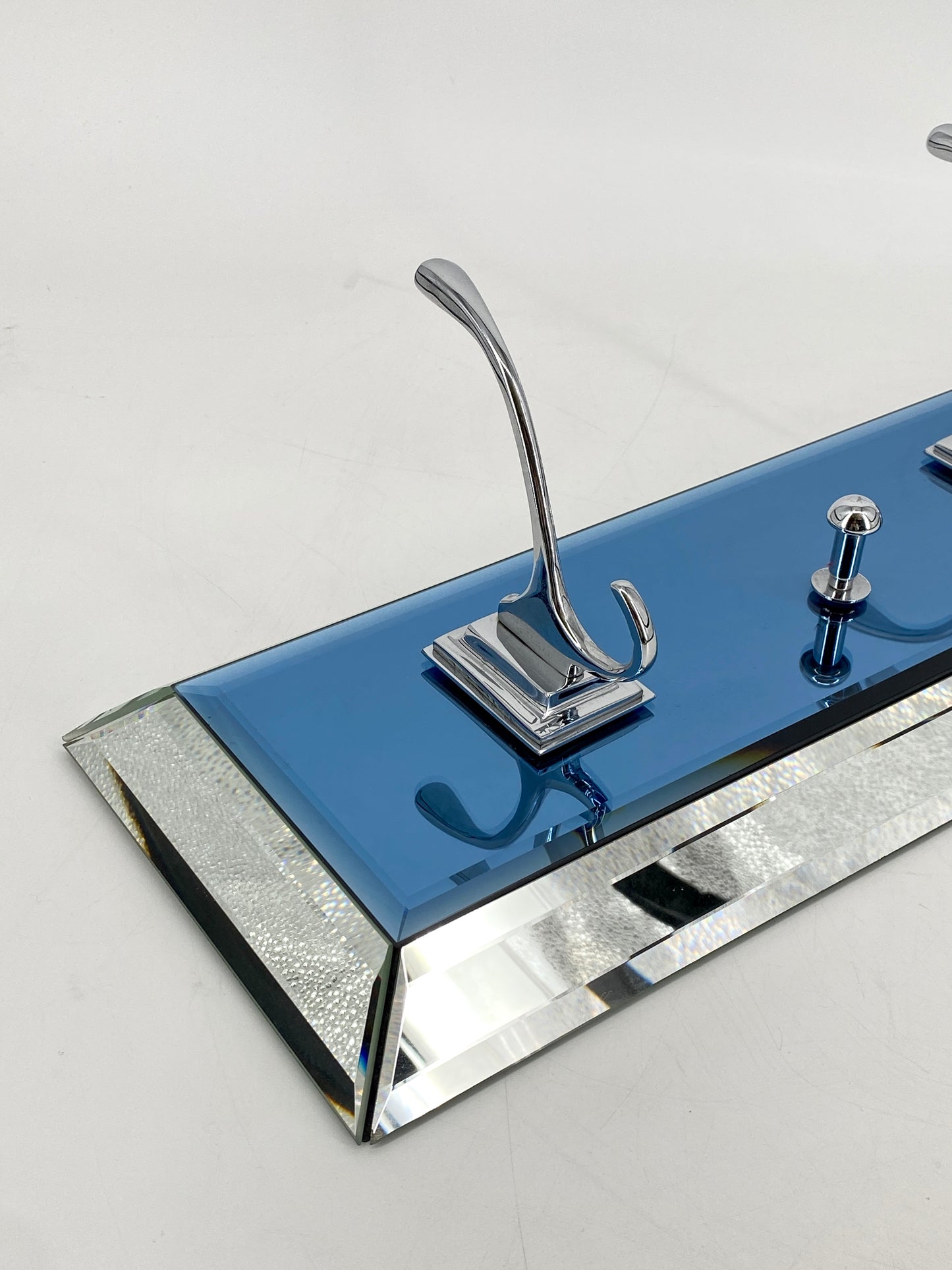 Spiegelglas Garderobe mit 5 Haken von Schöninger Glas, 1970er Jahre