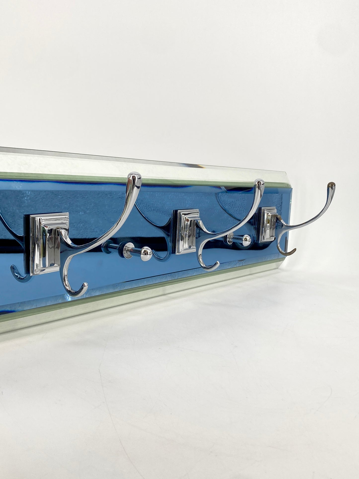 Spiegelglas Garderobe mit 5 Haken von Schöninger Glas, 1970er Jahre