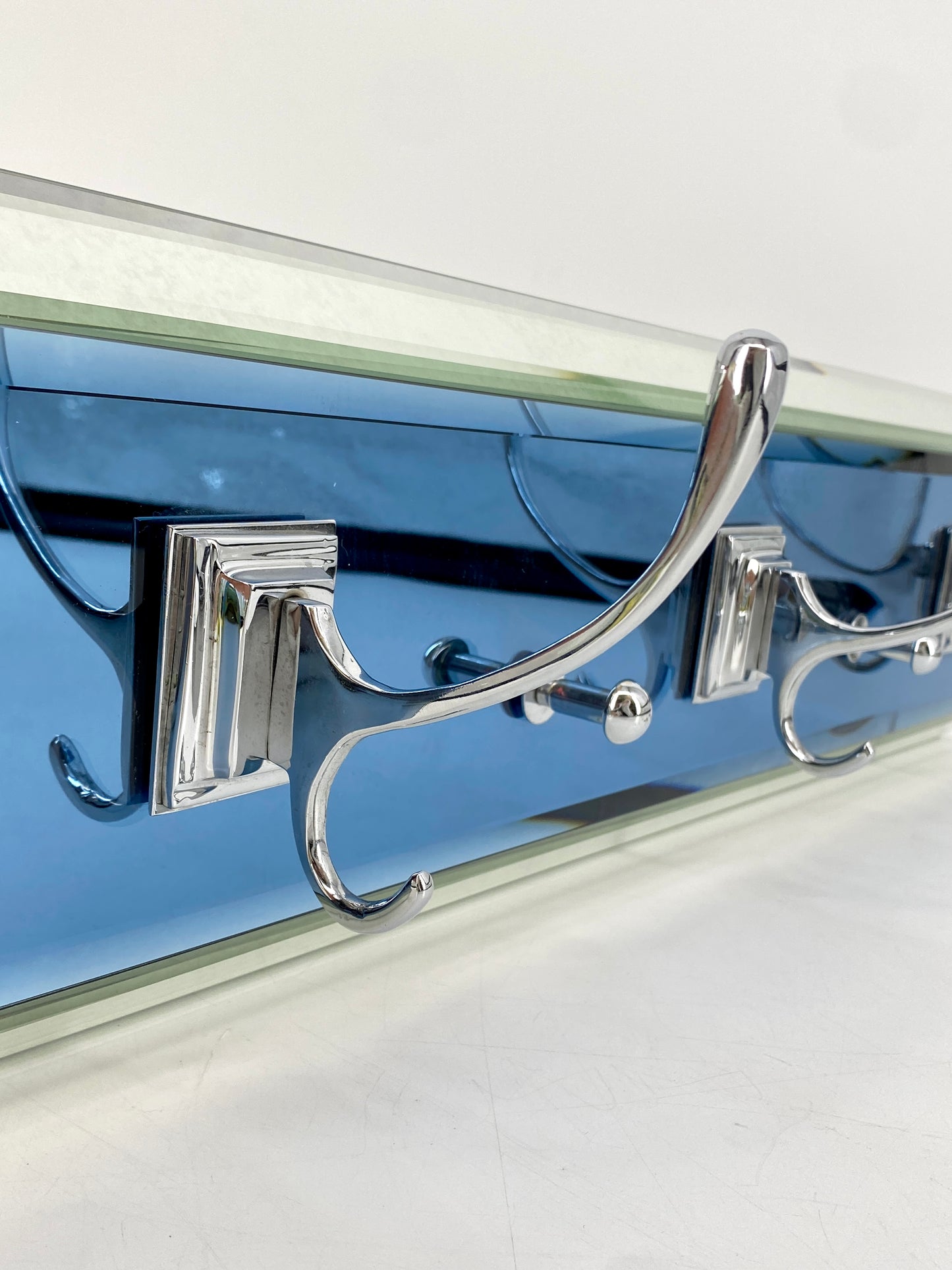 Spiegelglas Garderobe mit 5 Haken von Schöninger Glas, 1970er Jahre