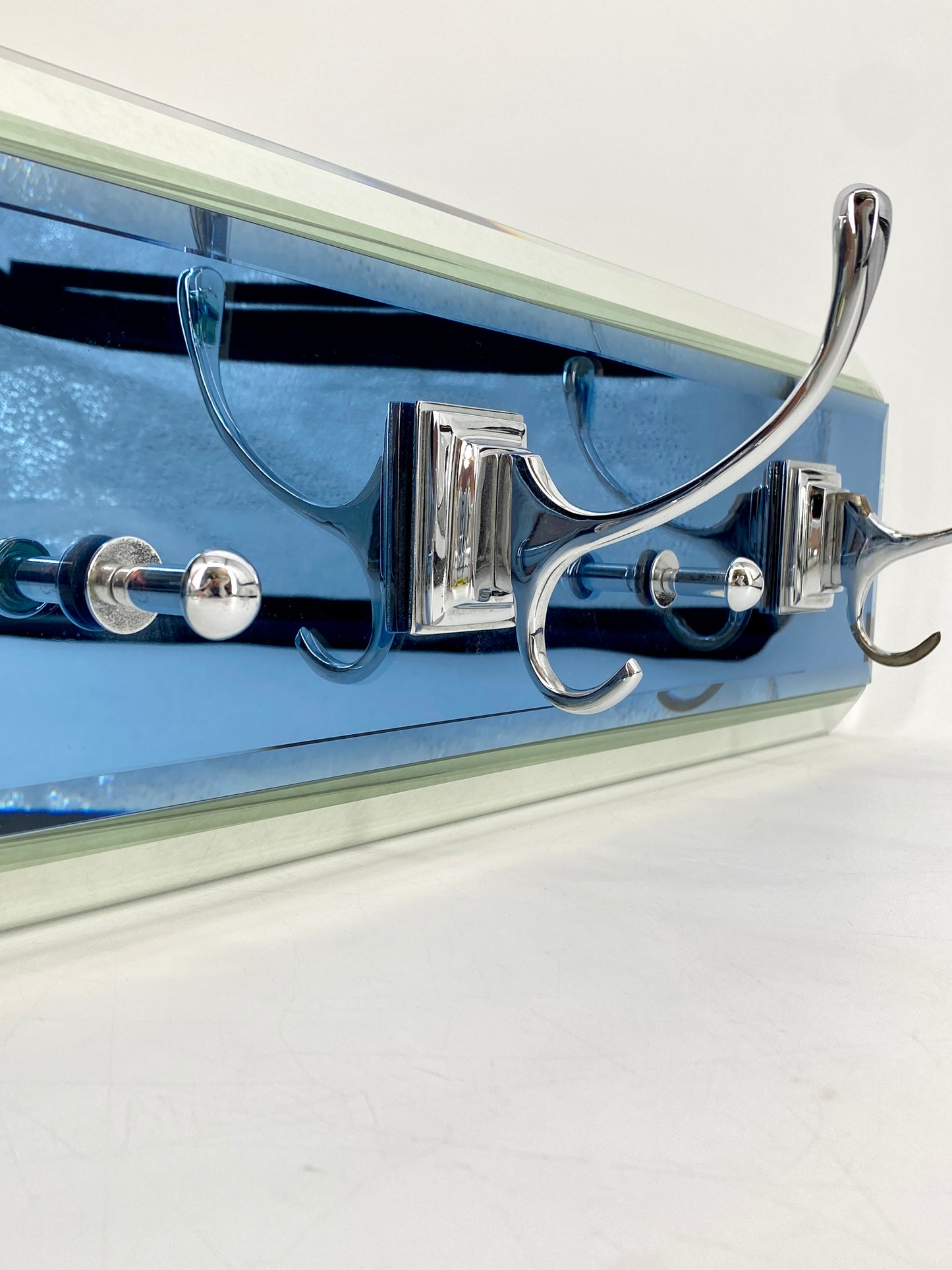 Spiegelglas Garderobe mit 5 Haken von Schöninger Glas, 1970er Jahre