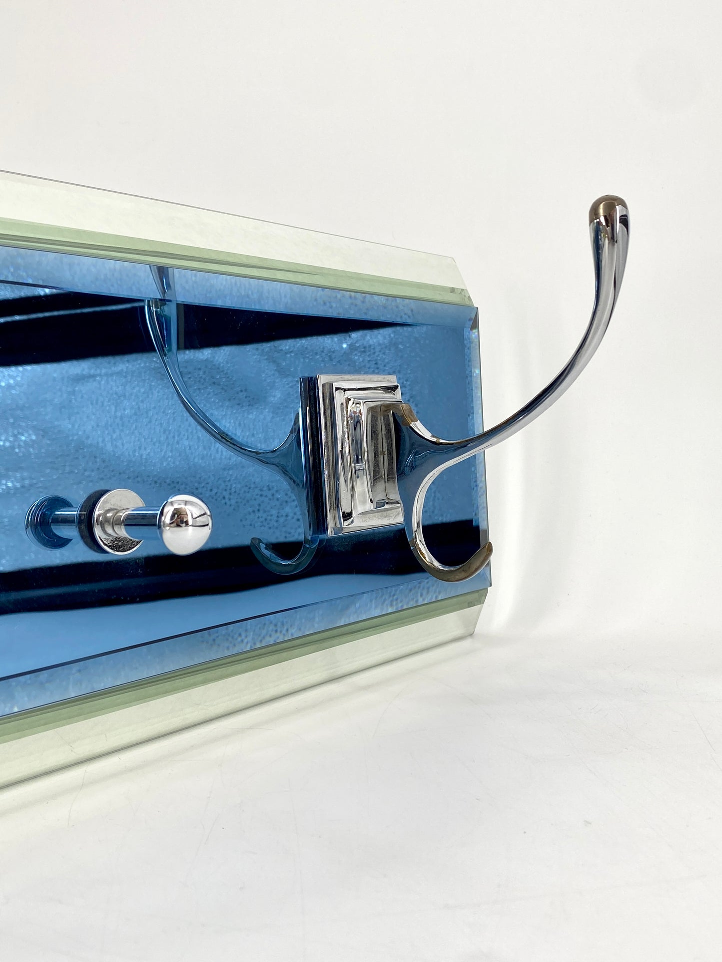 Spiegelglas Garderobe mit 5 Haken von Schöninger Glas, 1970er Jahre