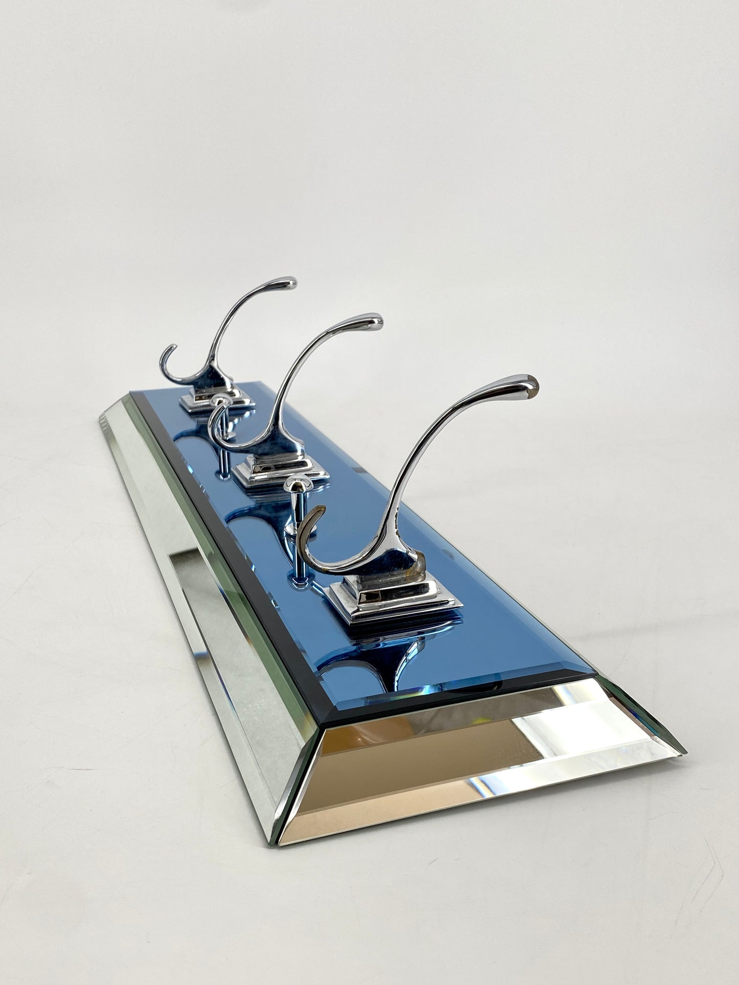 Spiegelglas Garderobe mit 5 Haken von Schöninger Glas, 1970er Jahre