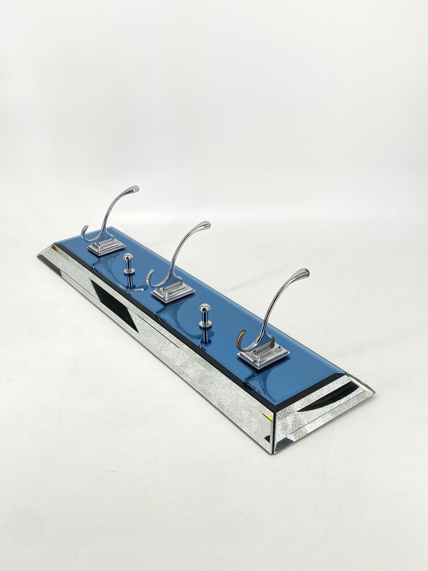 Spiegelglas Garderobe mit 5 Haken von Schöninger Glas, 1970er Jahre