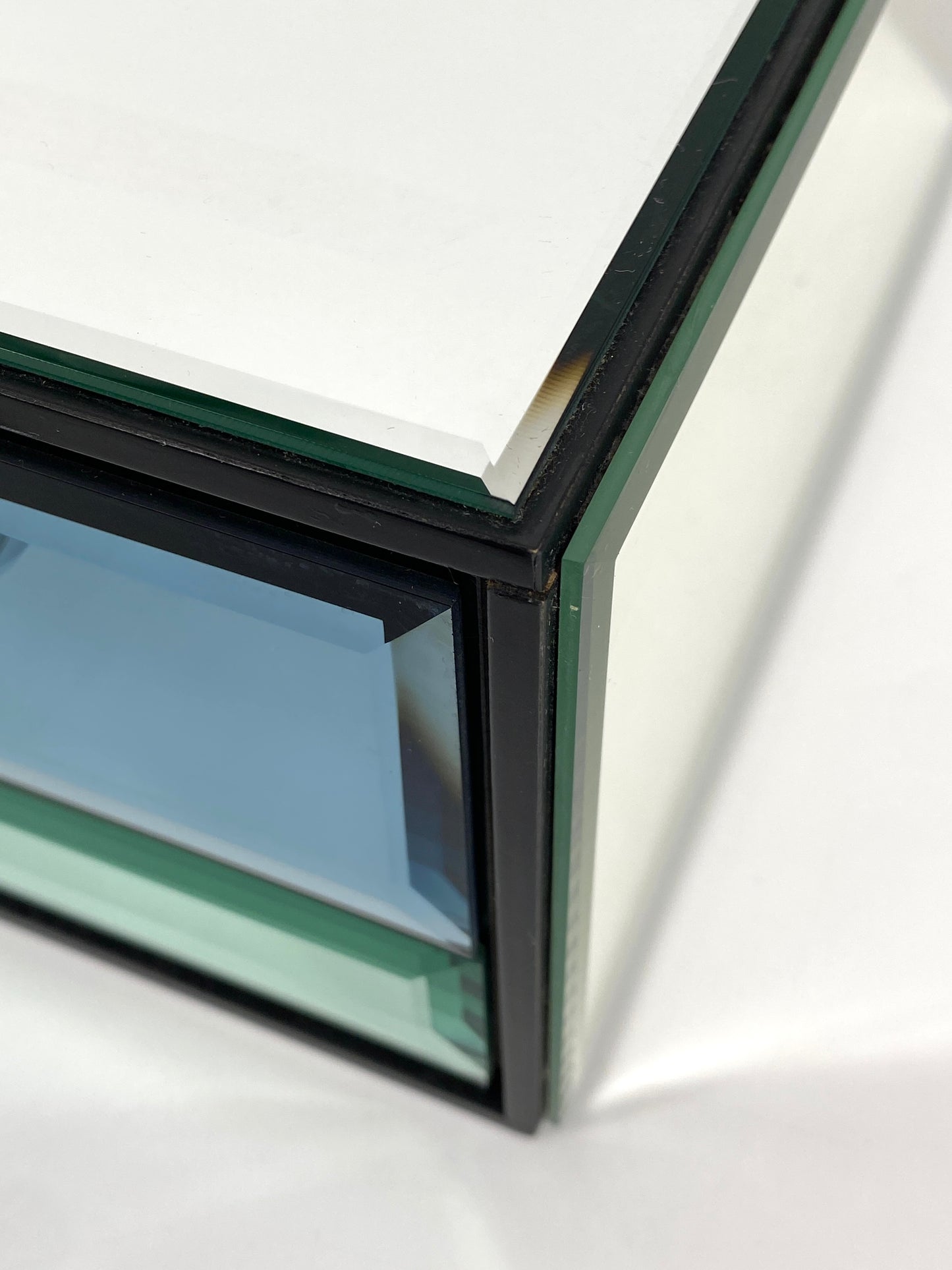 Wandkonsole mit Schublade von Schöninger Glas in Blau und Grün, um 1970