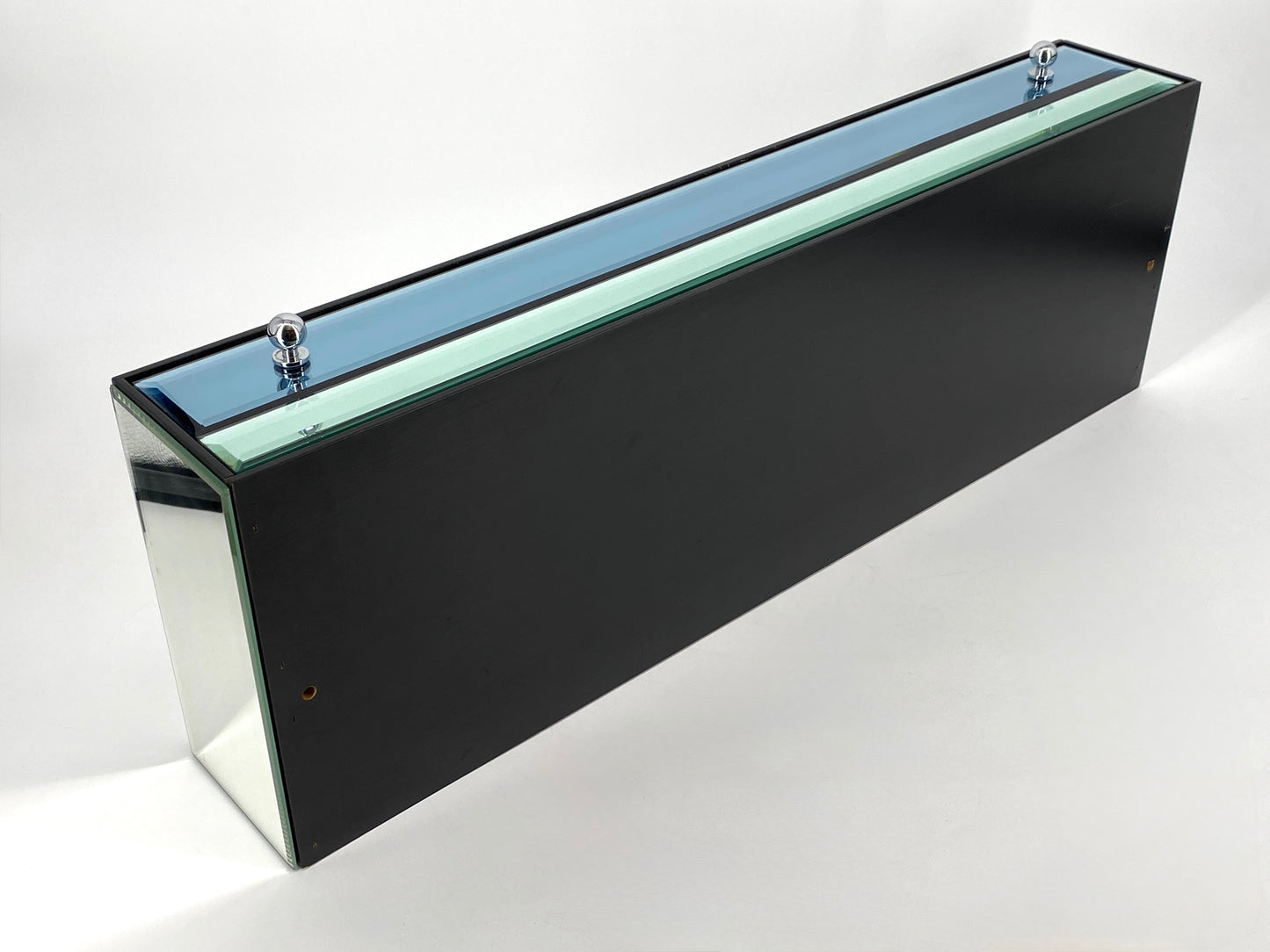 Wandkonsole mit Schublade von Schöninger Glas in Blau und Grün, um 1970
