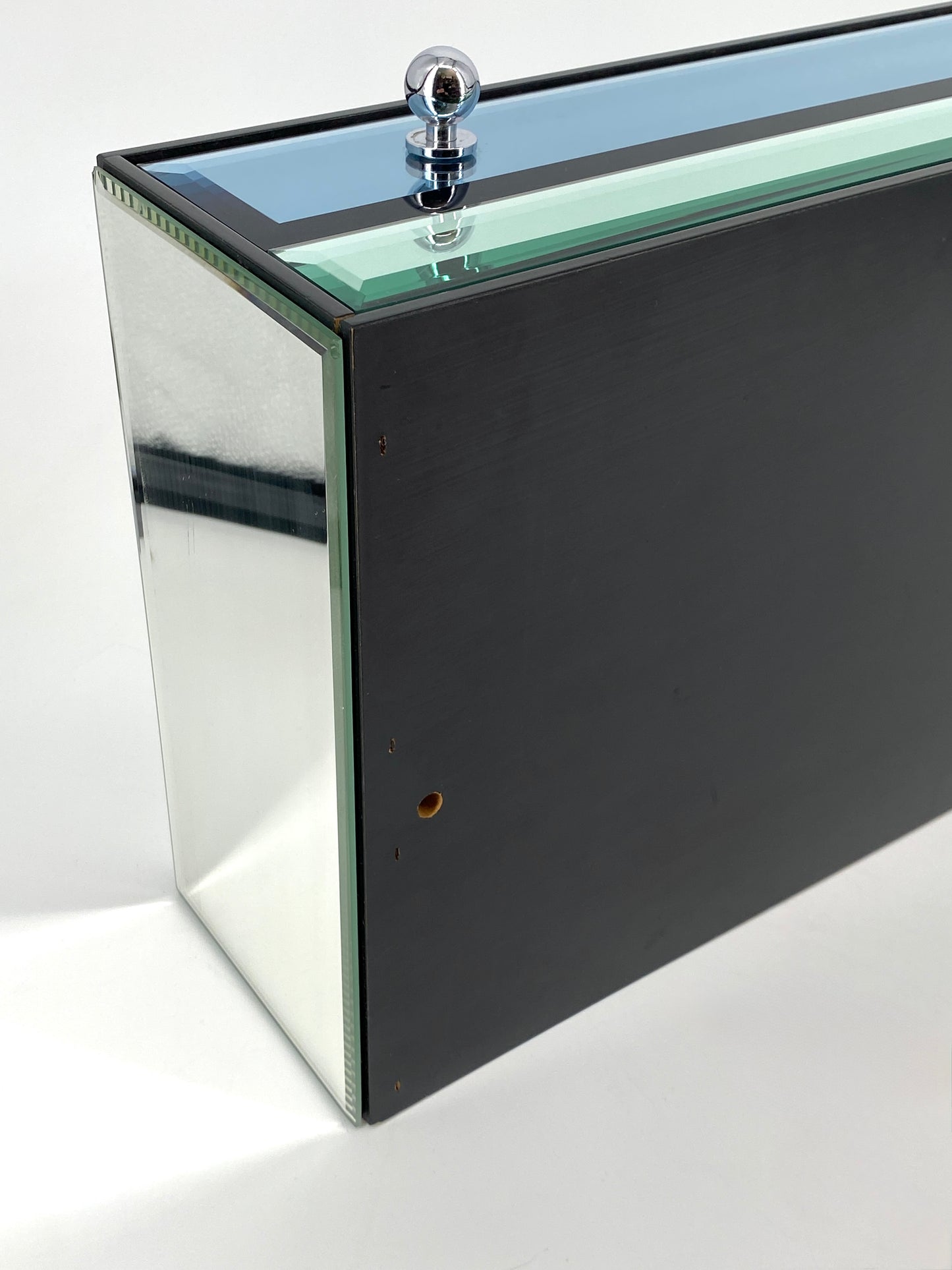 Wandkonsole mit Schublade von Schöninger Glas in Blau und Grün, um 1970