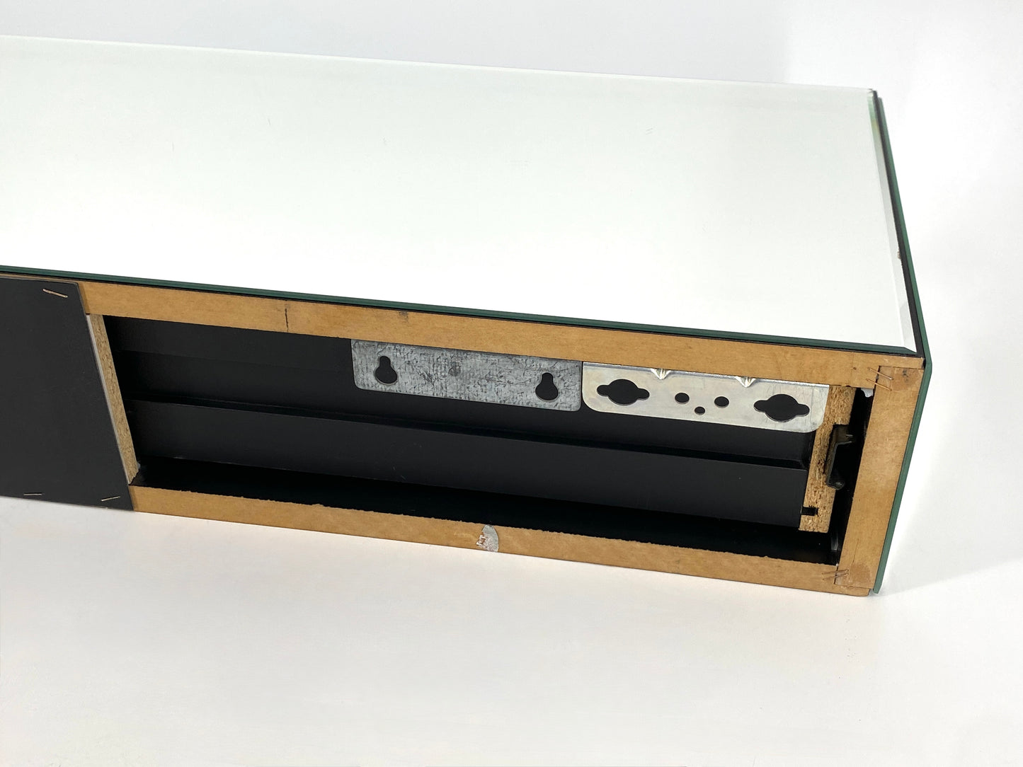 Wandkonsole mit Schublade von Schöninger Glas in Blau und Grün, um 1970