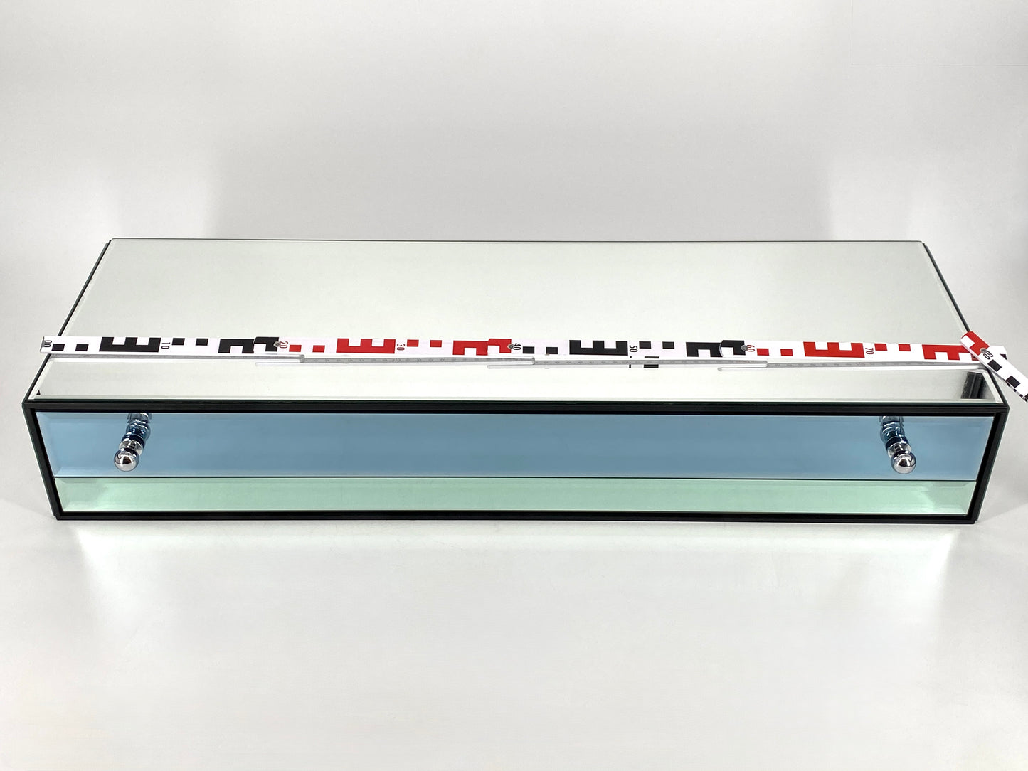 Wandkonsole mit Schublade von Schöninger Glas in Blau und Grün, um 1970