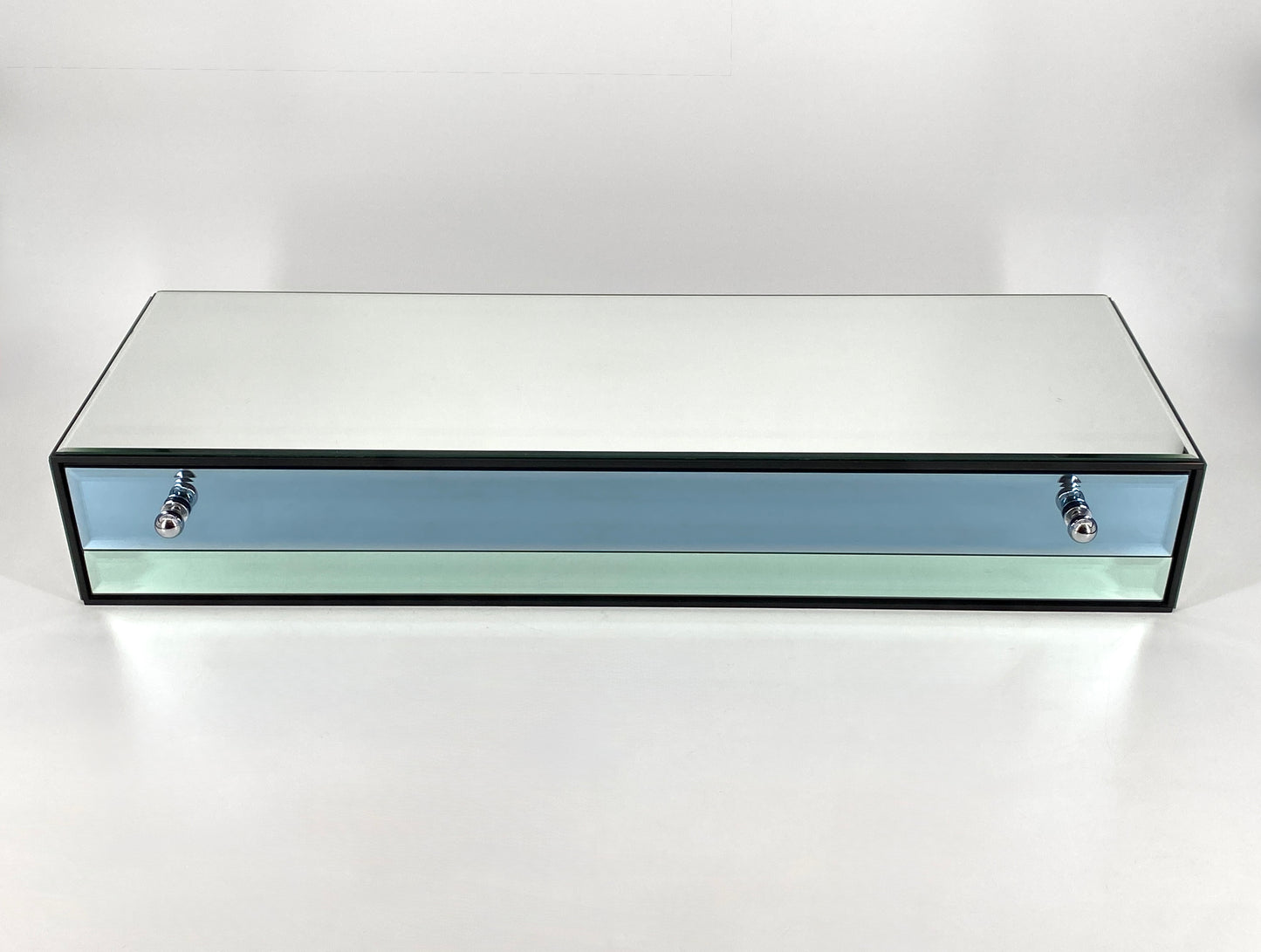 Wandkonsole mit Schublade von Schöninger Glas in Blau und Grün, um 1970