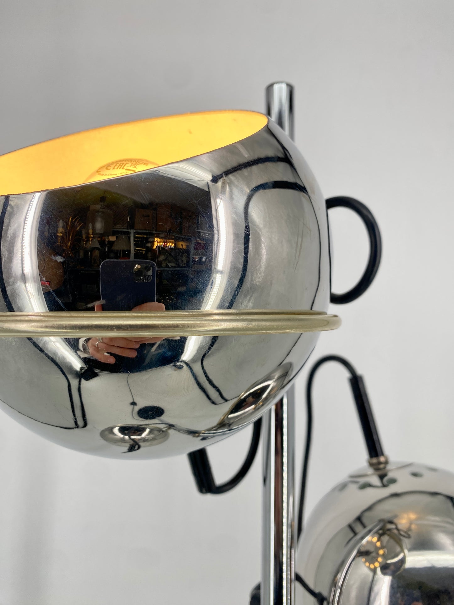 Space Age Stehlampe mit drei Chrom Kugeln, 1970er