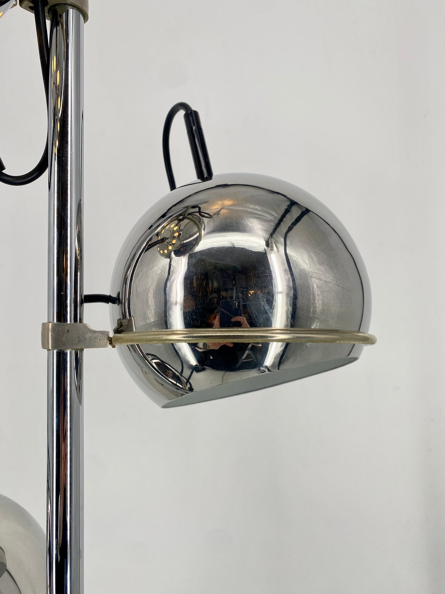 Space Age Stehlampe mit drei Chrom Kugeln, 1970er