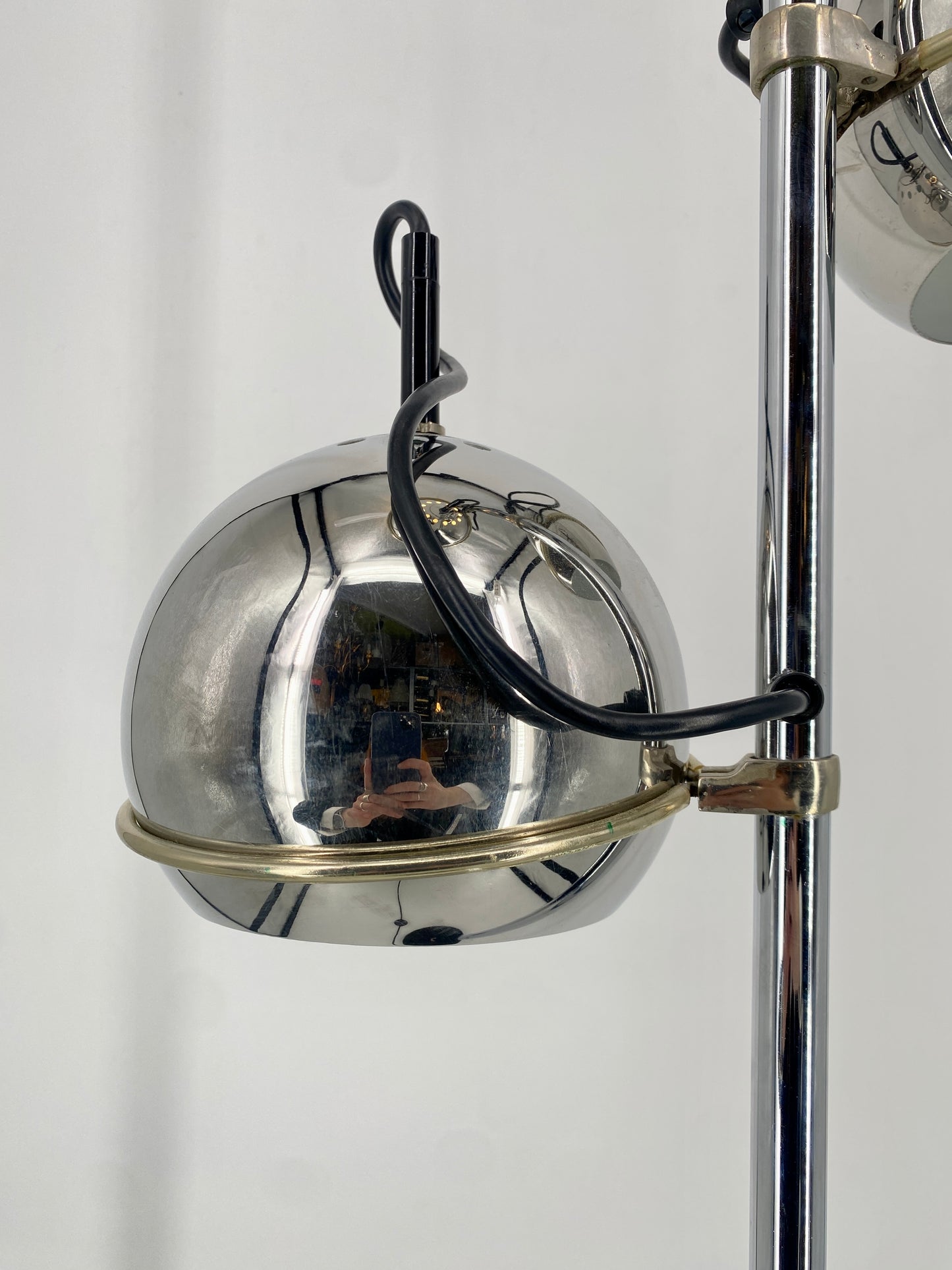 Space Age Stehlampe mit drei Chrom Kugeln, 1970er