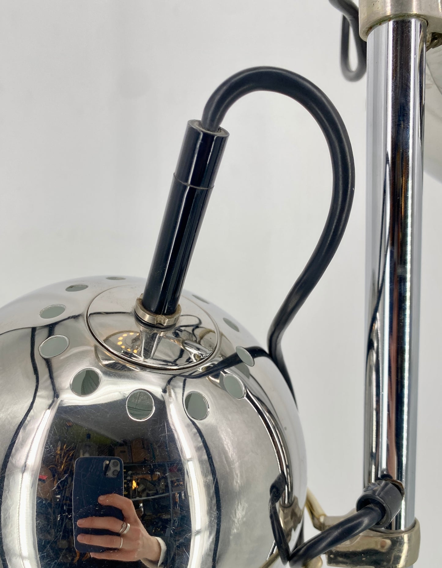 Space Age Stehlampe mit drei Chrom Kugeln, 1970er