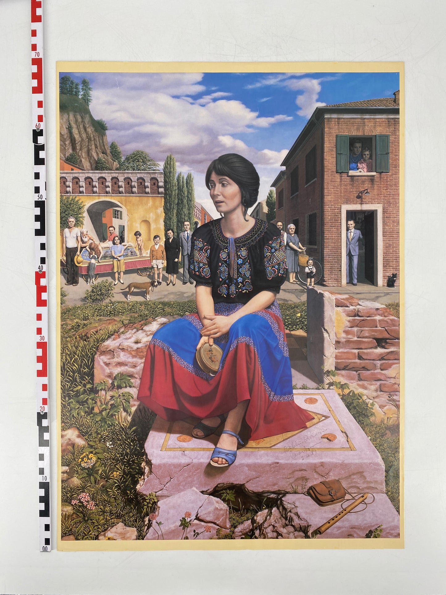 Poster mit Malerei von Adelchi-Riccardo Mantovani, Deutschland, 80er Jahre