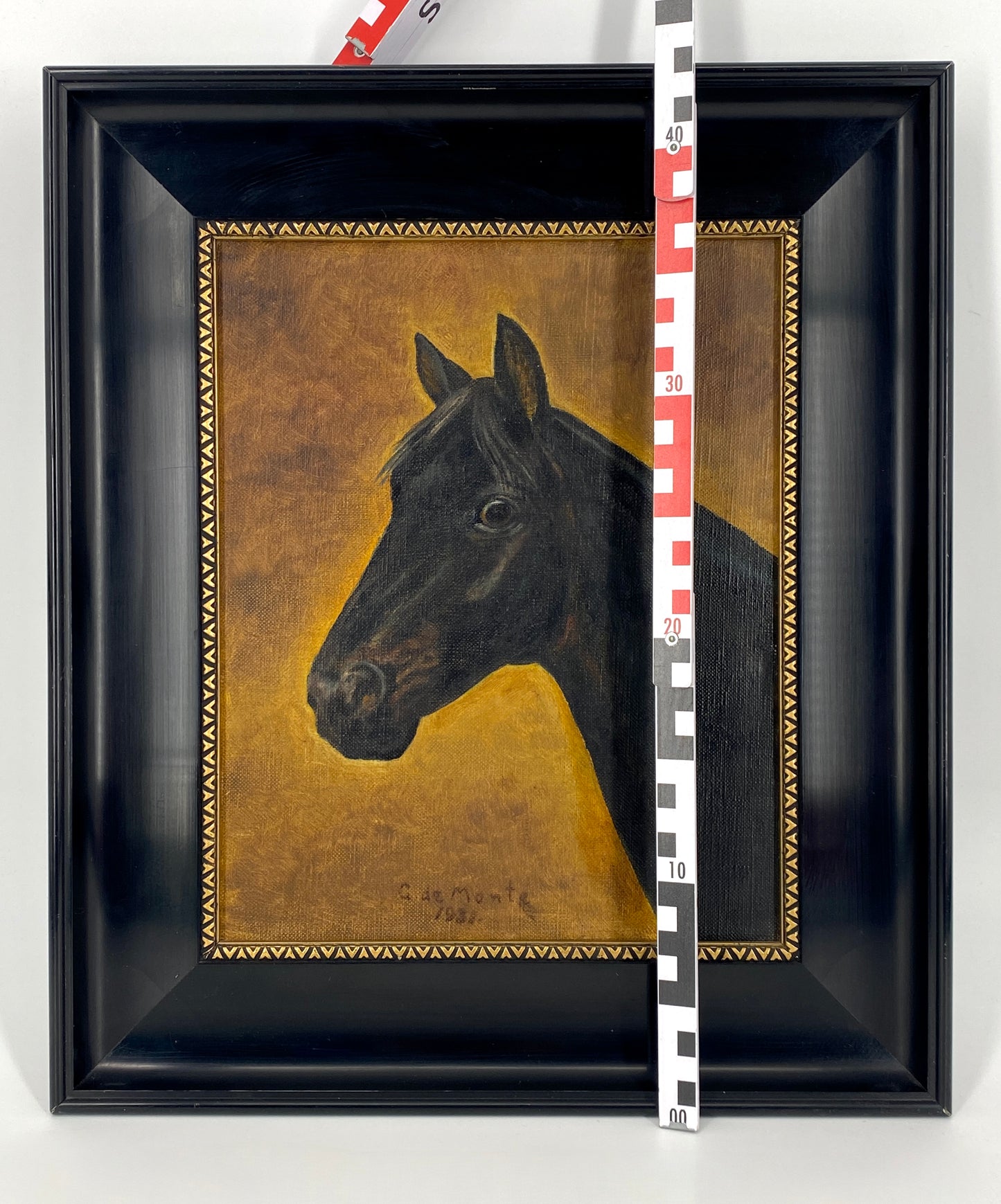 Portrait eines Rappen, gerahmtes Ölgemälde aus den 1930ern