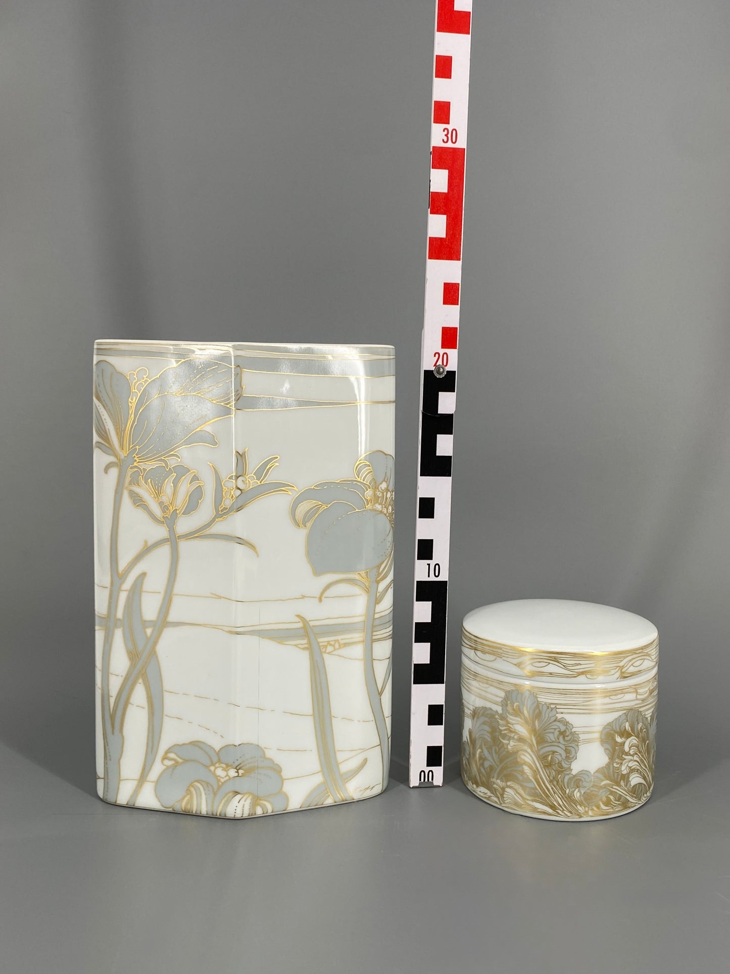 Rosenthal Vase und Dose "Mystere" von Ernst Fuchs, Deutschland, 1980er