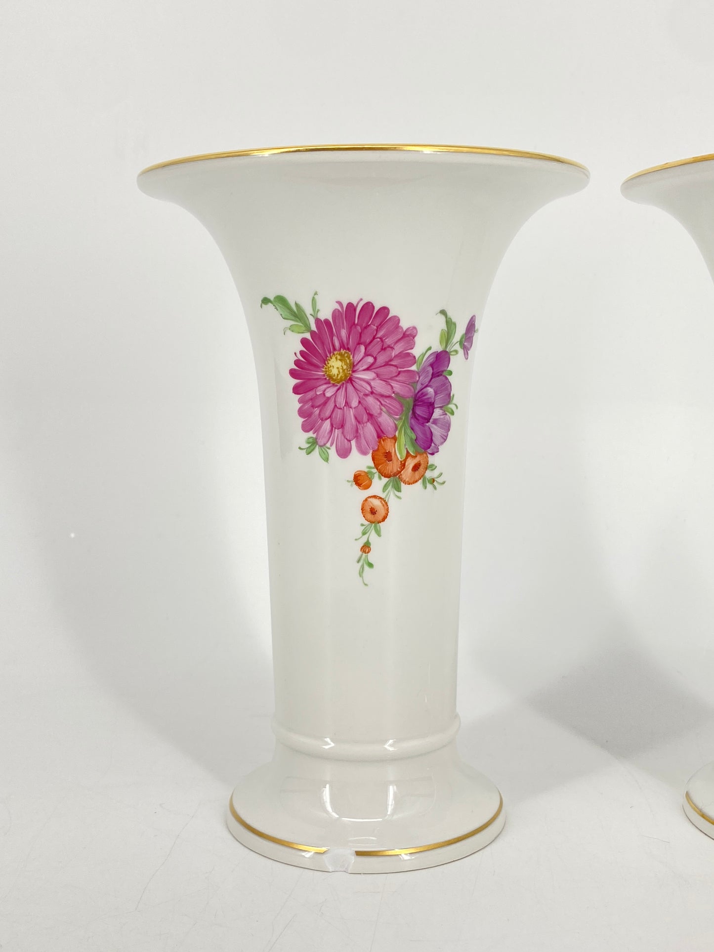 3er Set beschädigte Porzellan Vasen mit Blumendekor von KPM, Berlin 60er bis 90er