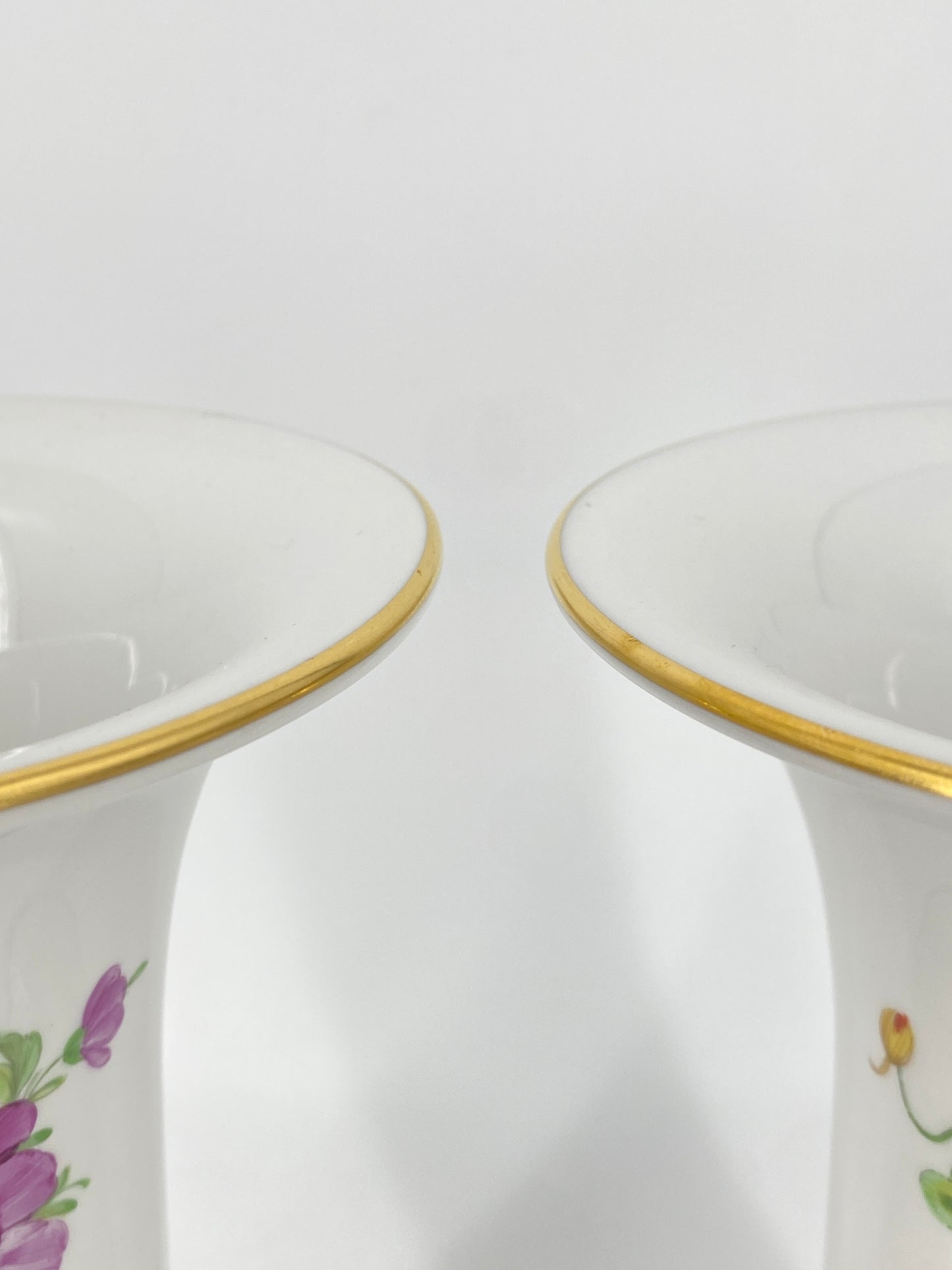 3er Set beschädigte Porzellan Vasen mit Blumendekor von KPM, Berlin 60er bis 90er