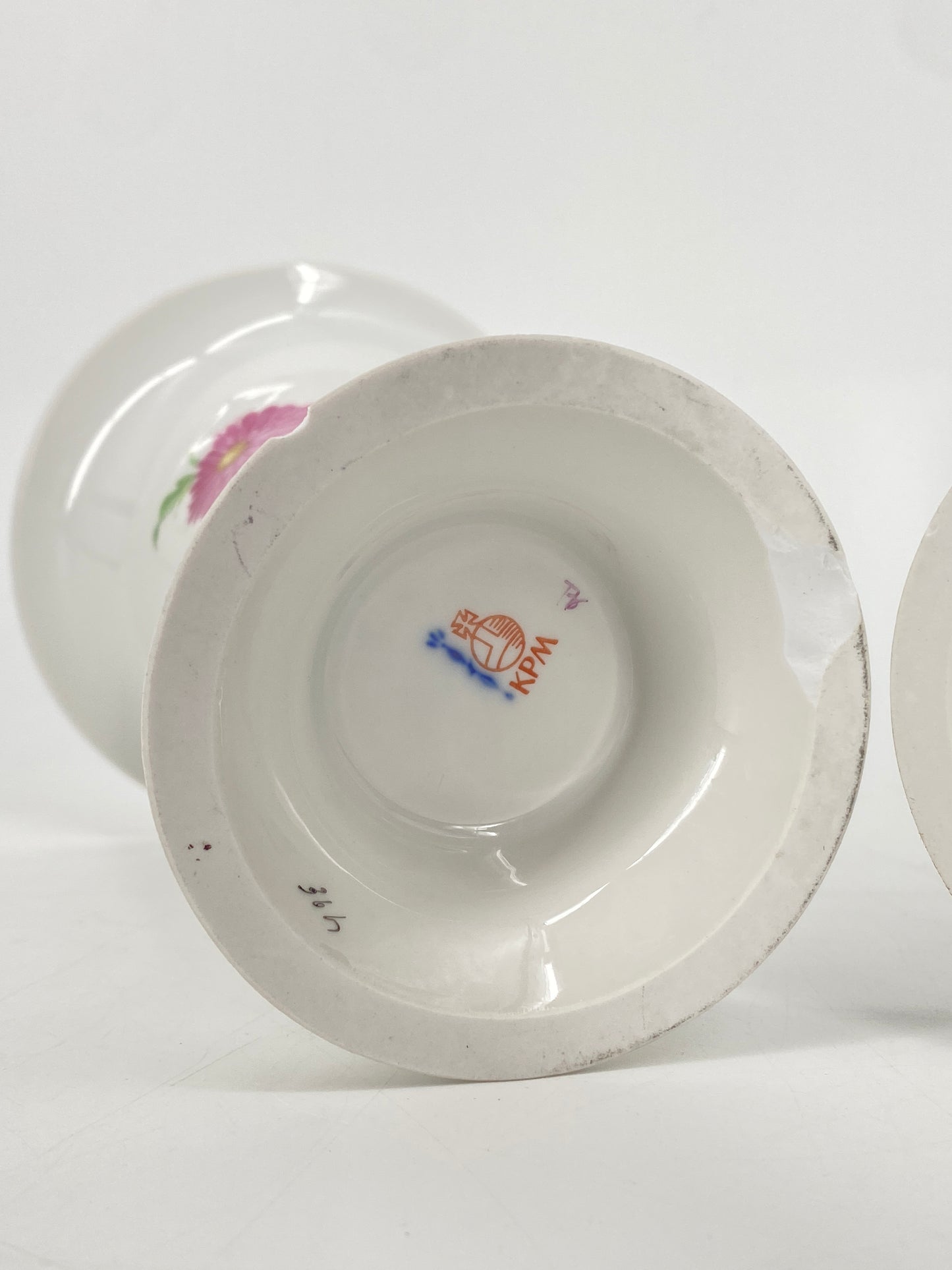 3er Set beschädigte Porzellan Vasen mit Blumendekor von KPM, Berlin 60er bis 90er