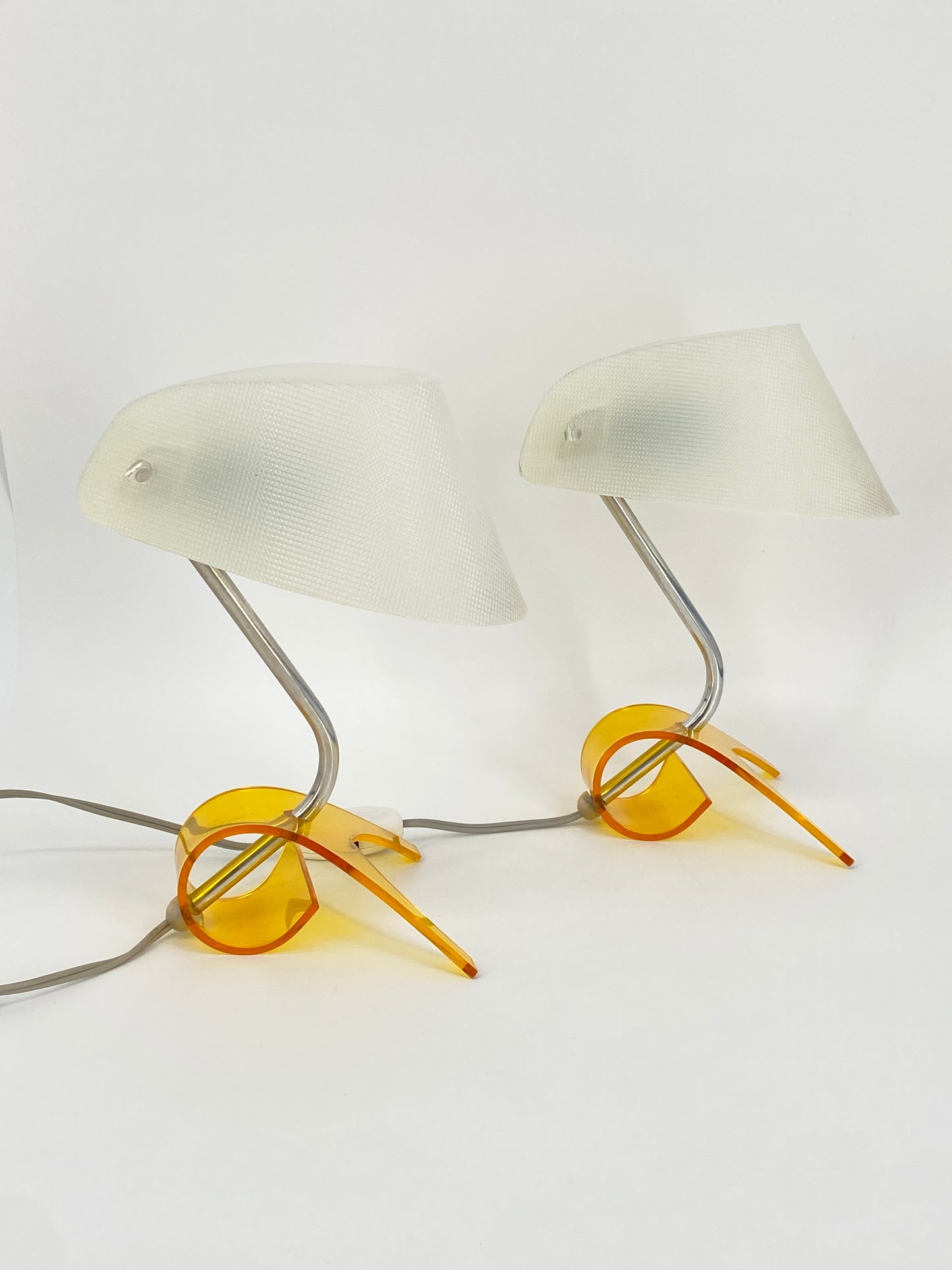 Tischlampen von Apolinary Galecki, Acrylglas Gelb, 1960/70er Jahre