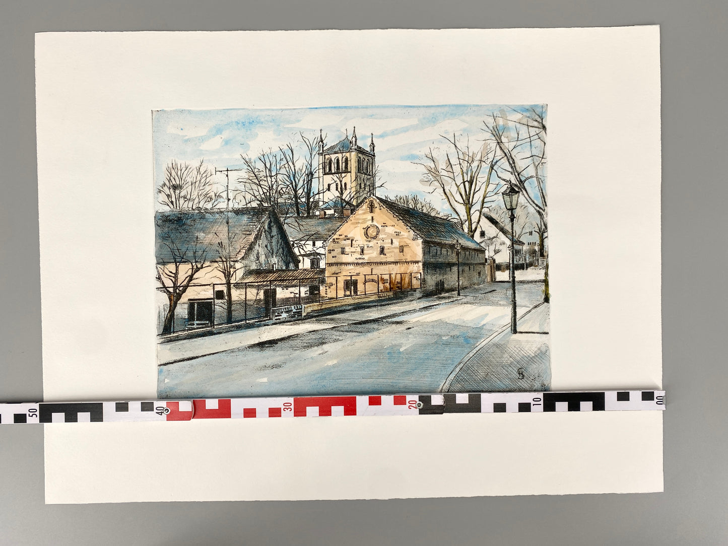 Heinz Sterzenbach - Kirche Stolpensee, Wannsee Berlin. Radierung