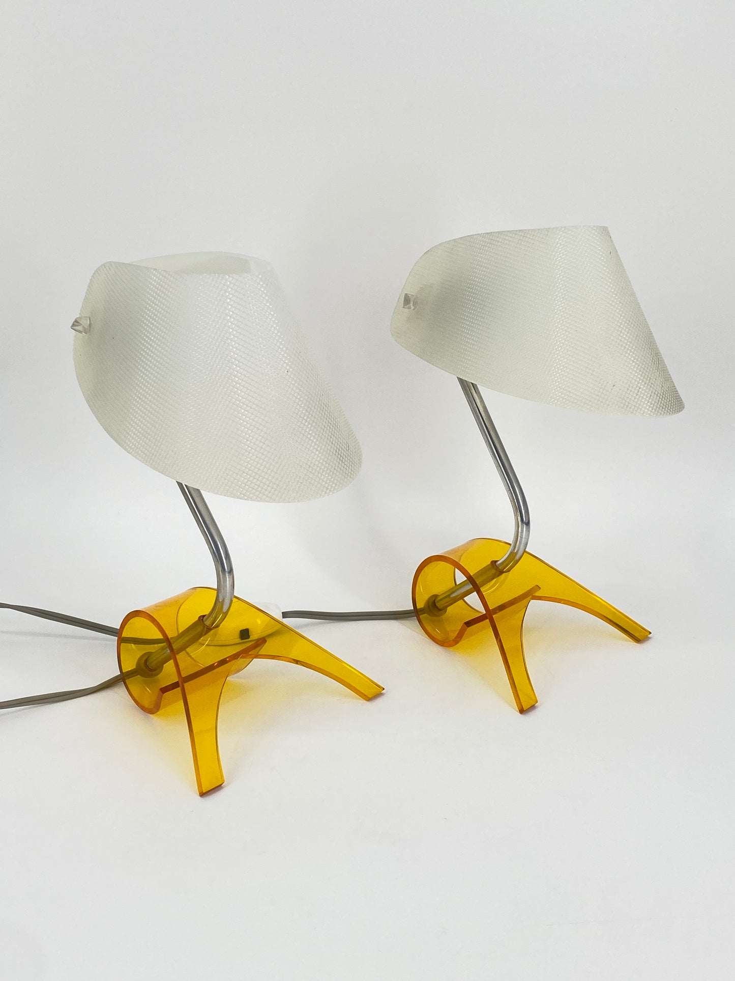 Tischlampen von Apolinary Galecki, Acrylglas Gelb, 1960/70er Jahre