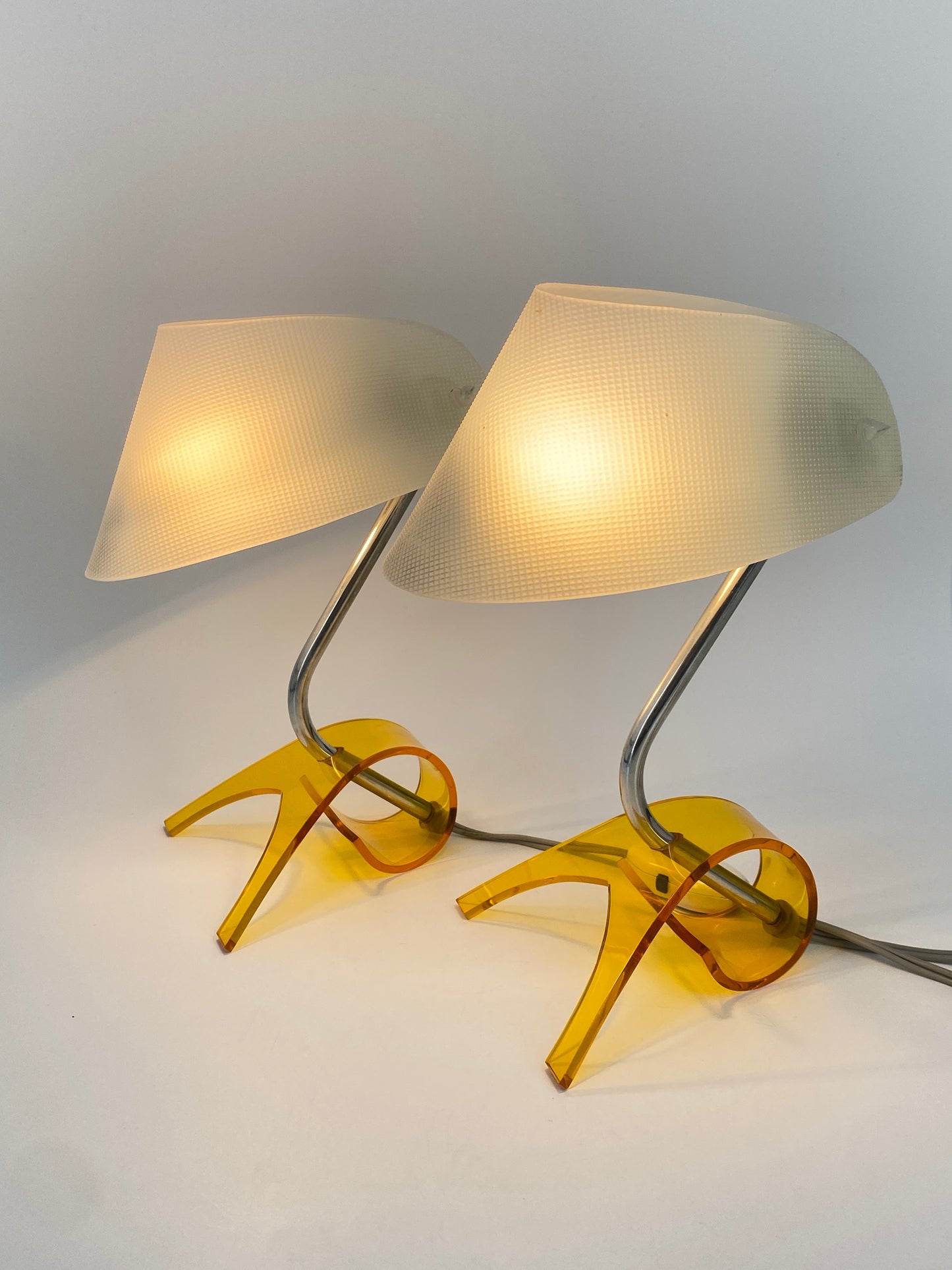 Tischlampen von Apolinary Galecki, Acrylglas Gelb, 1960/70er Jahre