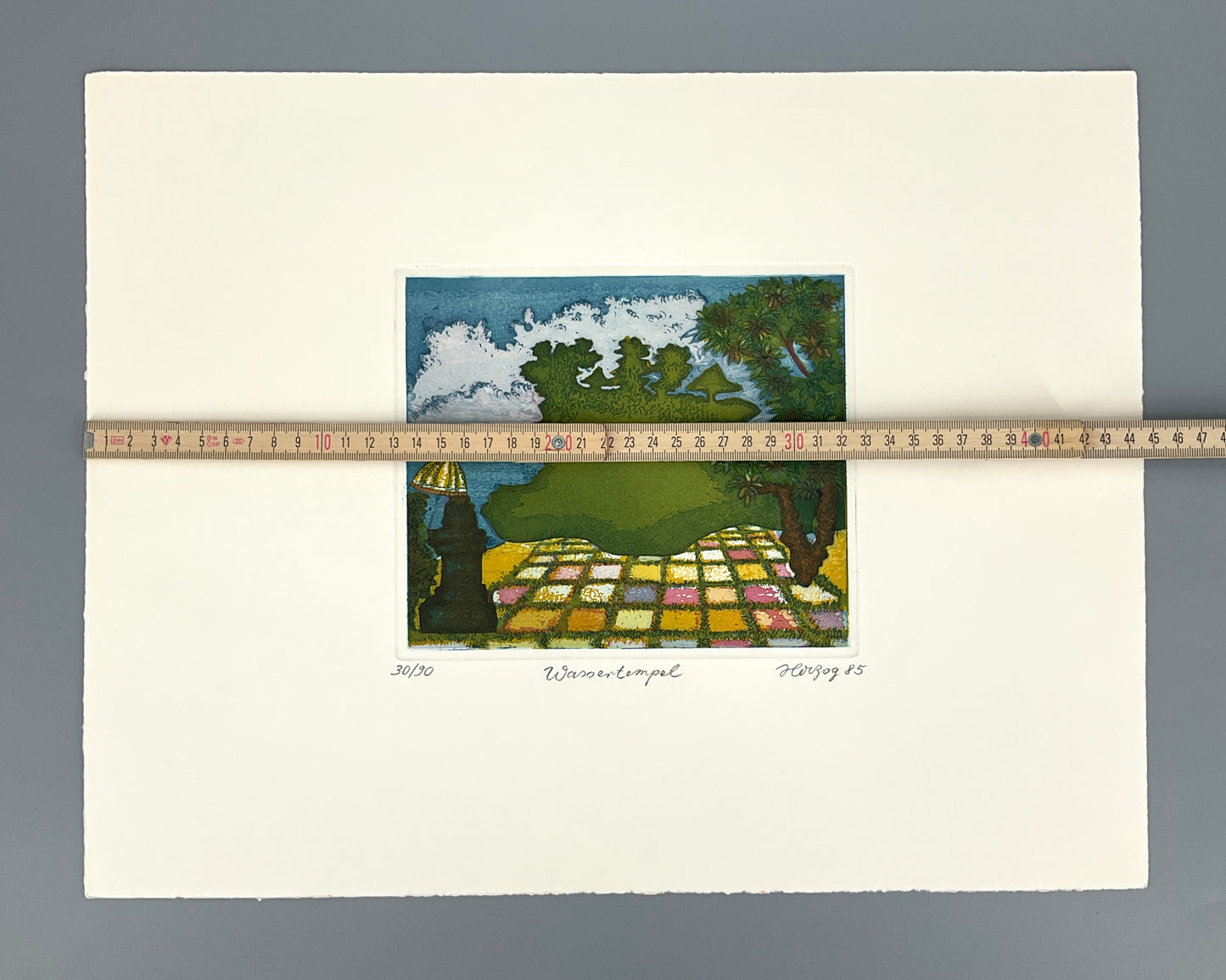 Farbradierung "Wassertempel" von Charlotte Herzog von Berg, 1985