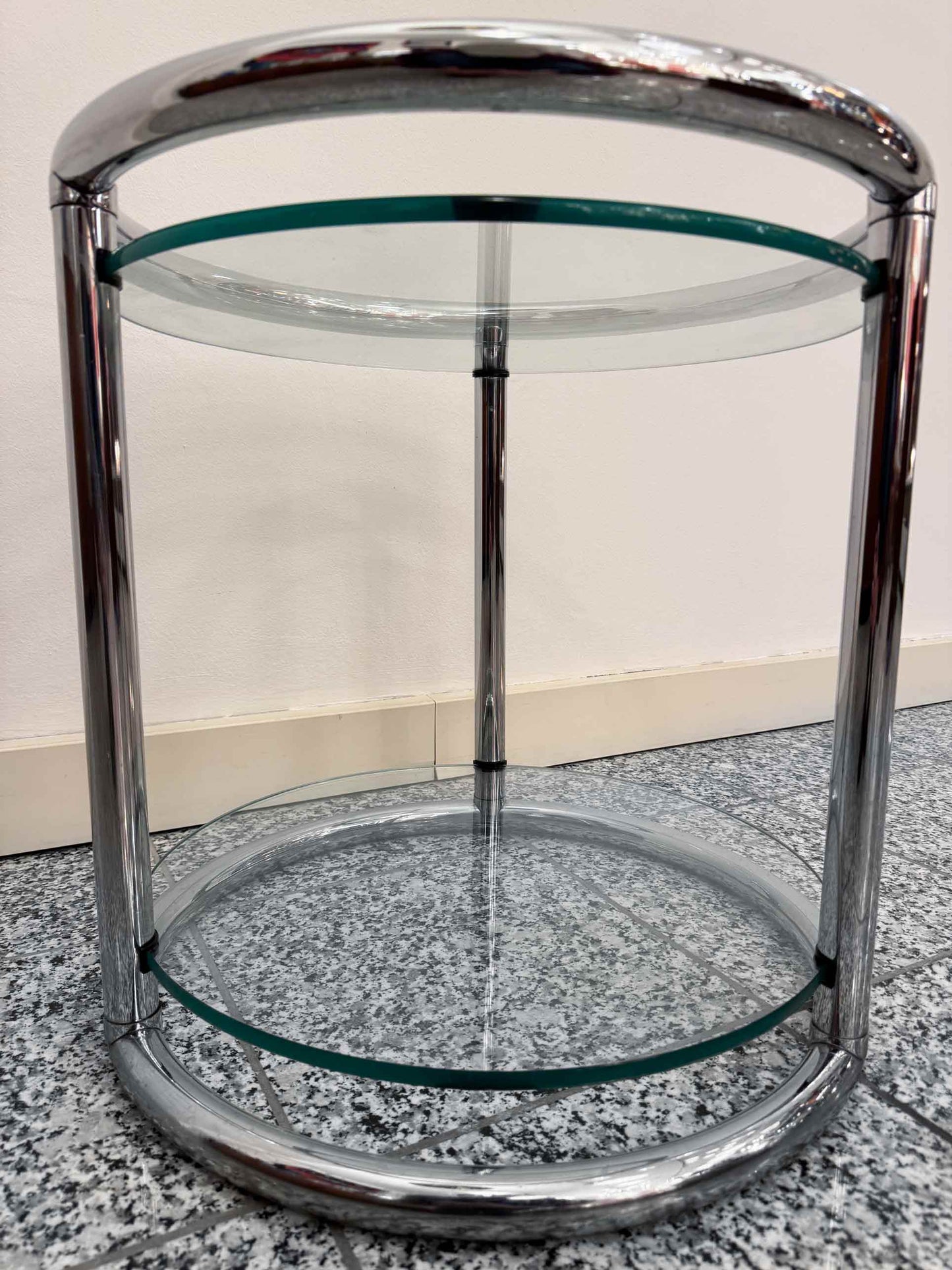 Chromtisch mit Glasplatten