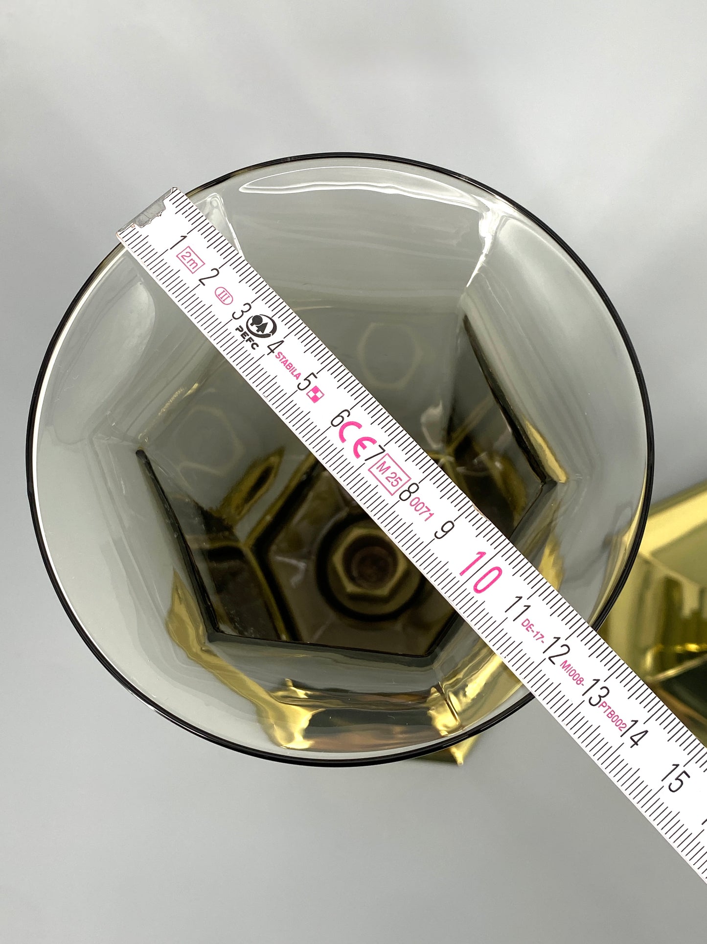 Kerzenhalter Paar von Erwin Nagel für Nagel Geschenke aus poliertem Messing und Rauchglas, 70er Jahre