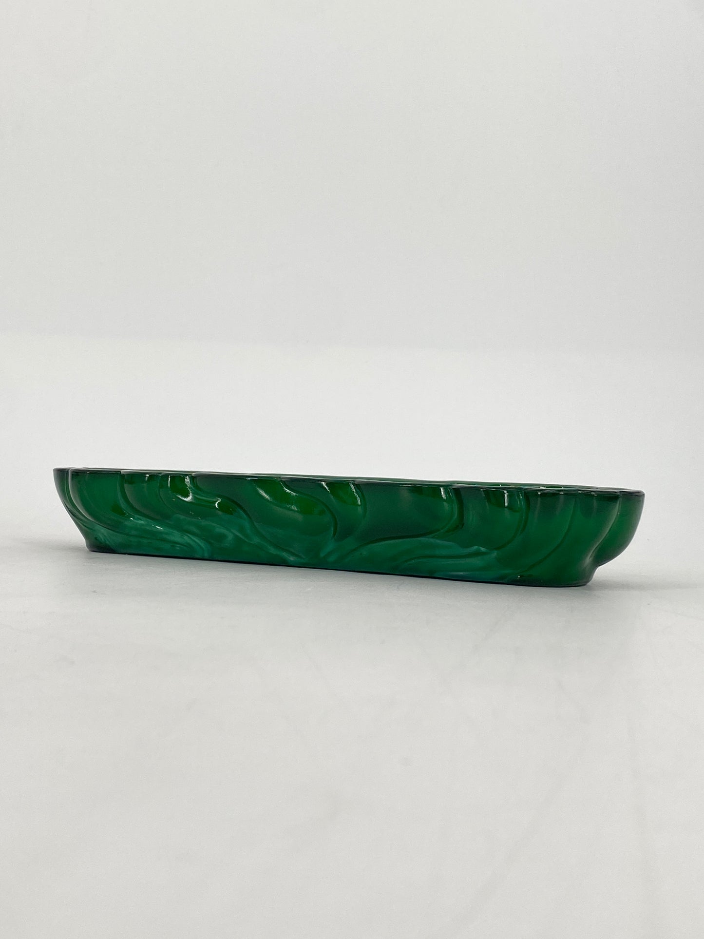 Art Deco Ablageschale von Hoffmann & Schlevogt aus grünem Malachitglas