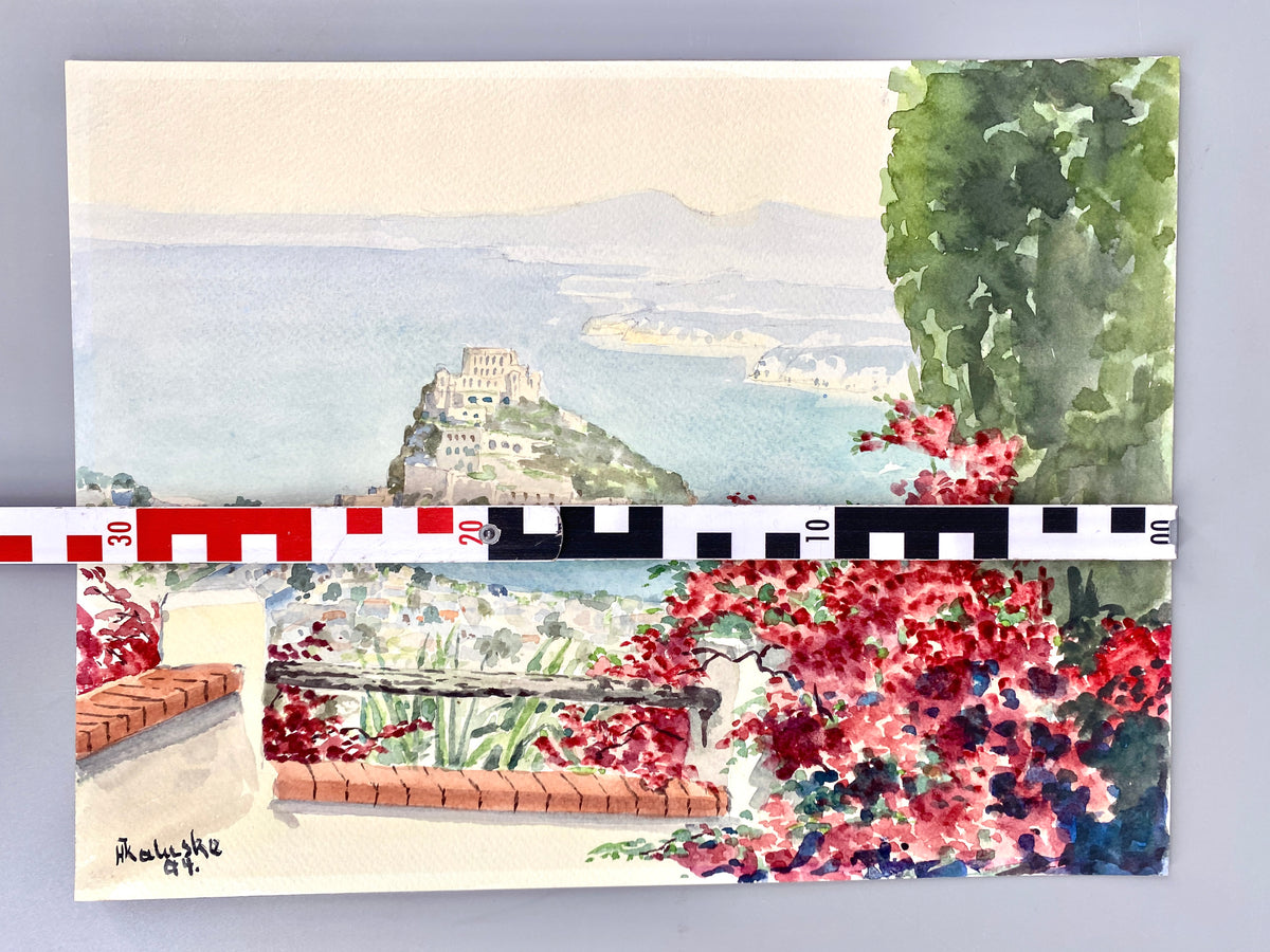 Castello Aragonese, Ischia. Aquarell-Ansicht
