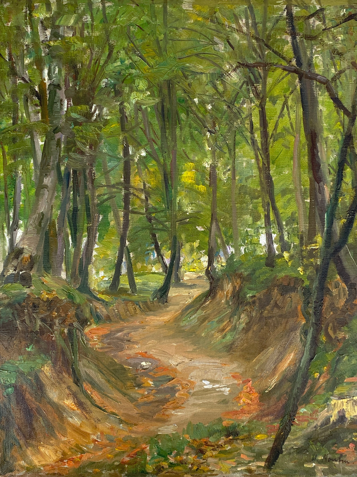 Handsigniertes Ölgemälde "Waldlandschaft" auf Leinwand von Heinrich Houben (1885–1967) aus Bonn