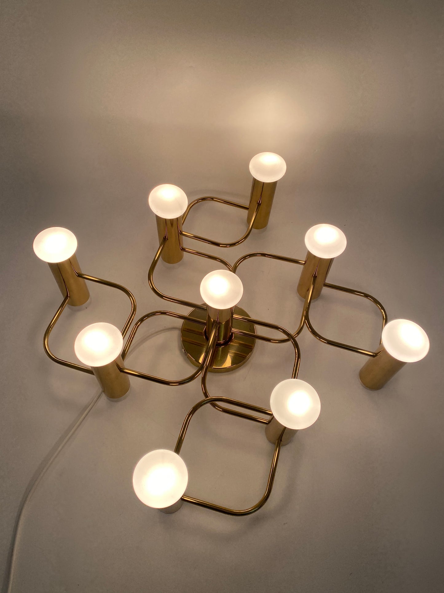 Deckenlampe aus Messing von Gaetano Sciolari für Leolai, 1980er Deutschland