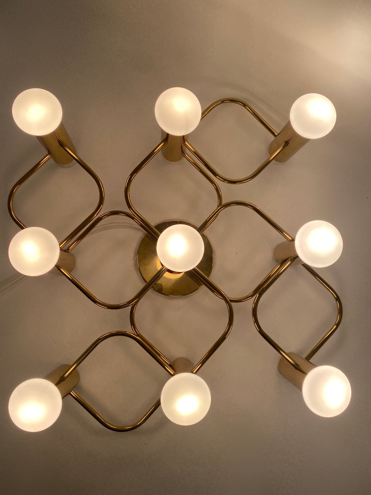 Deckenlampe aus Messing von Gaetano Sciolari für Leolai, 1980er Deutschland