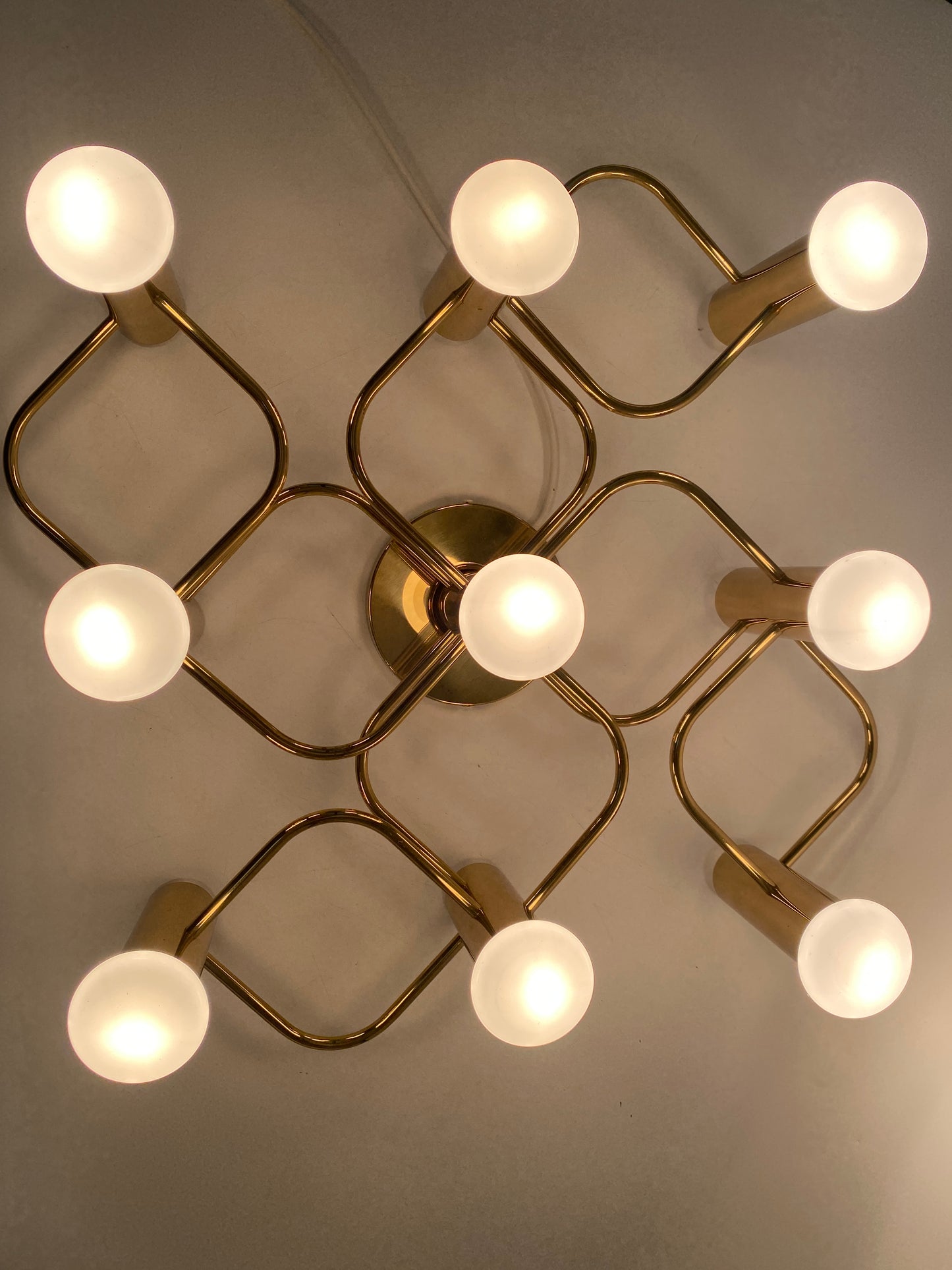 Deckenlampe aus Messing von Gaetano Sciolari für Leolai, 1980er Deutschland