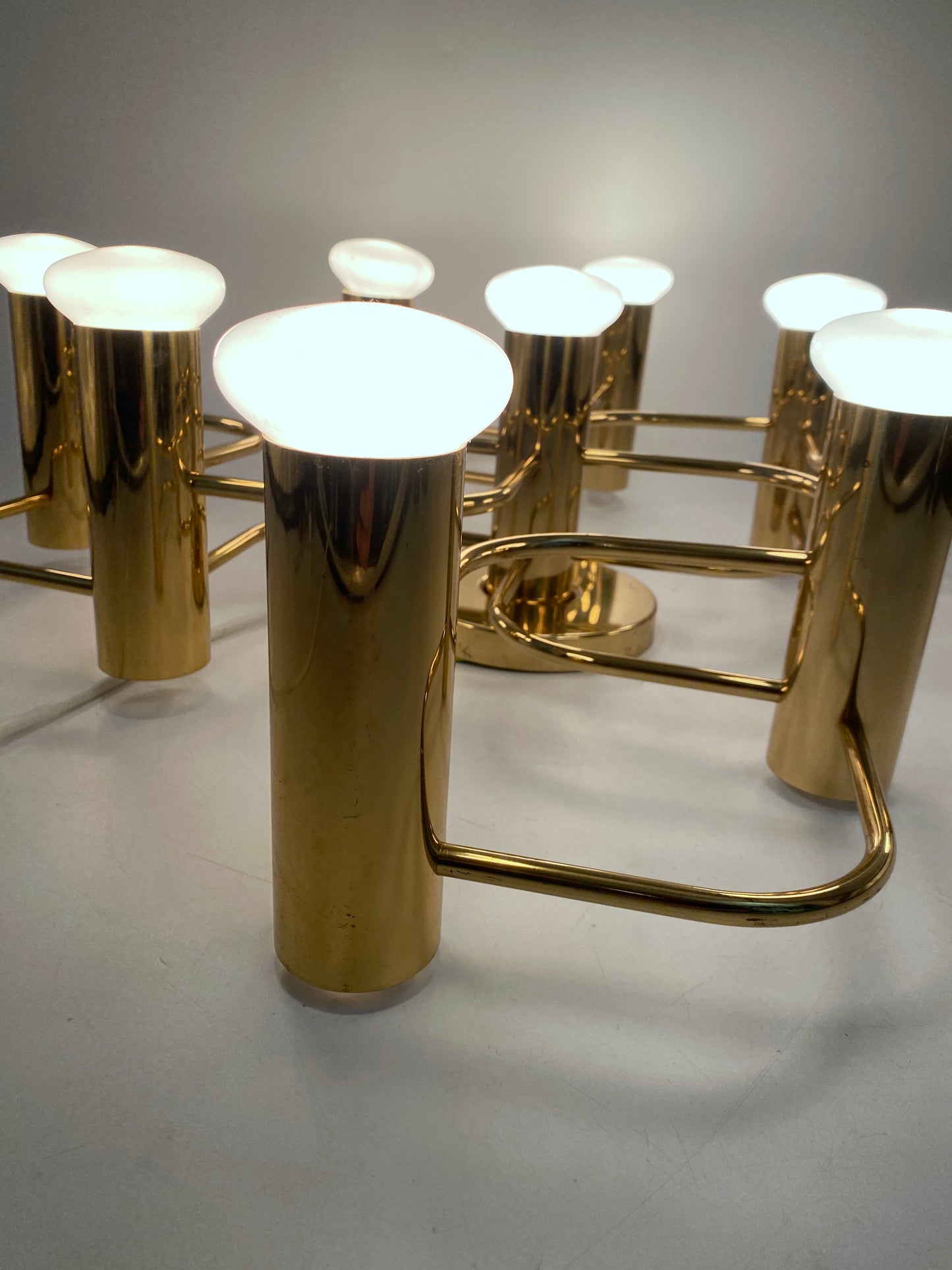 Deckenlampe aus Messing von Gaetano Sciolari für Leolai, 1980er Deutschland