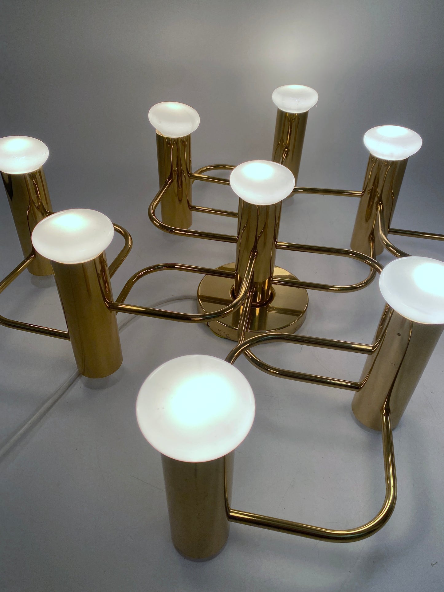 Deckenlampe aus Messing von Gaetano Sciolari für Leolai, 1980er Deutschland