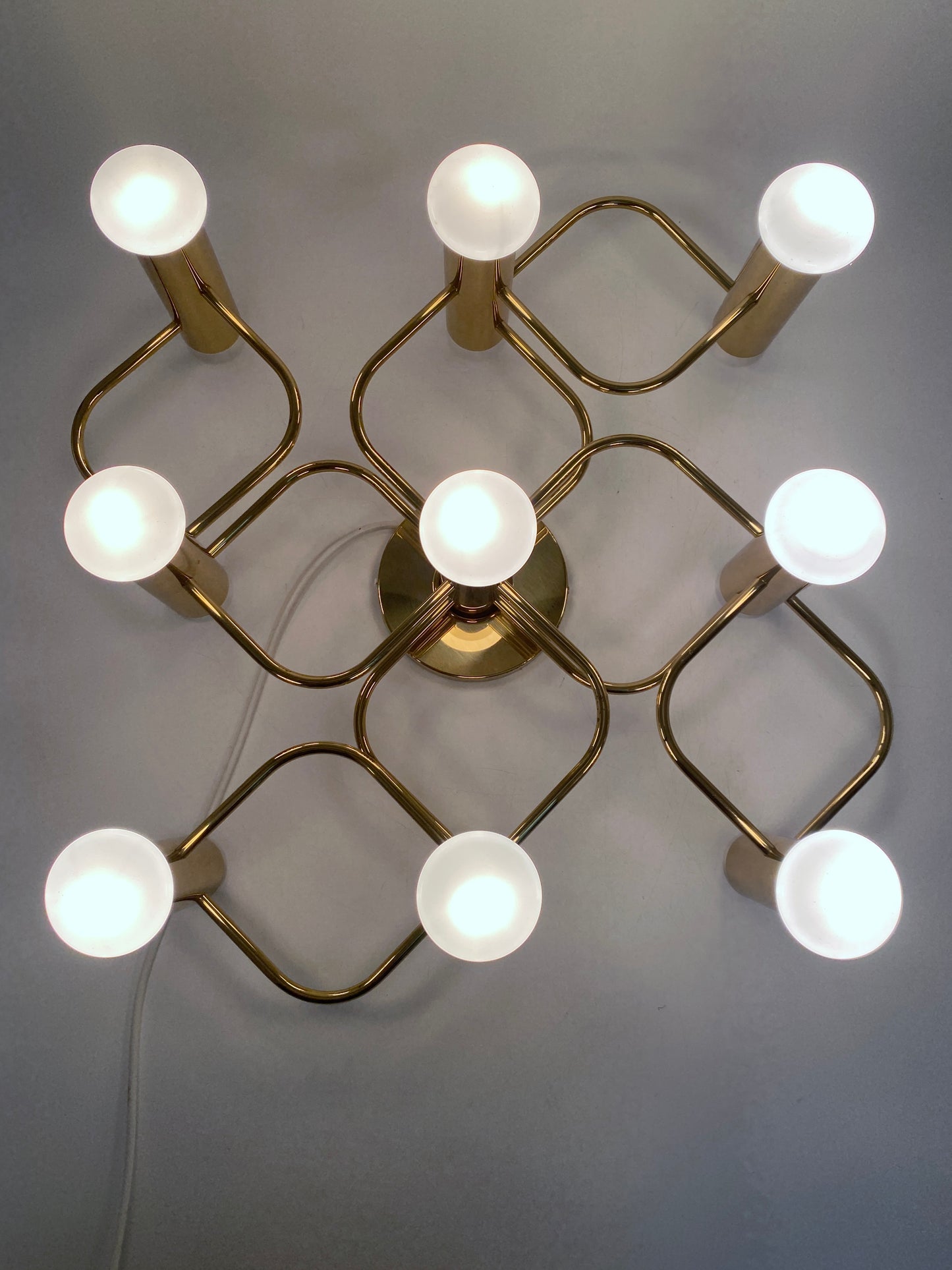 Deckenlampe aus Messing von Gaetano Sciolari für Leolai, 1980er Deutschland