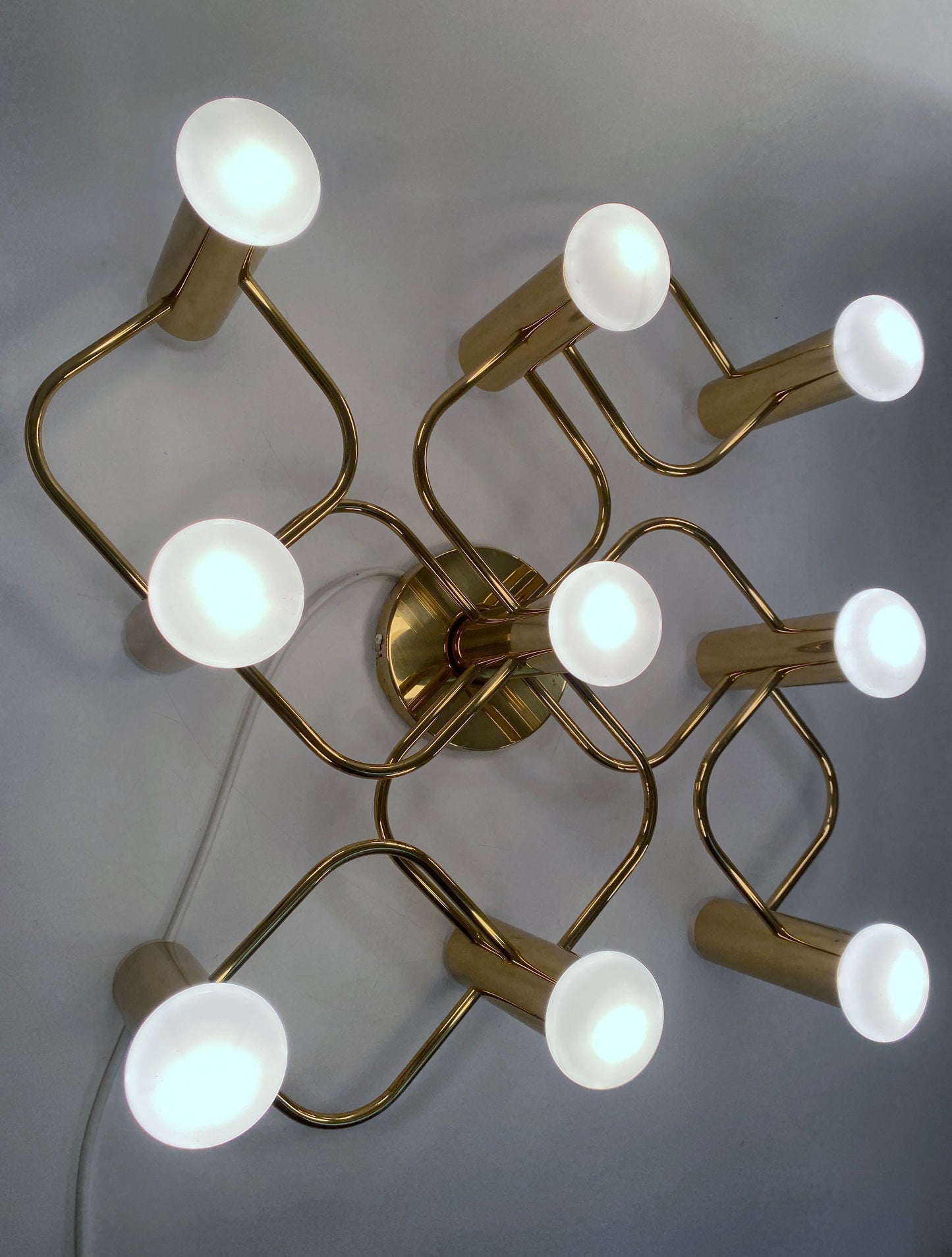 Deckenlampe aus Messing von Gaetano Sciolari für Leolai, 1980er Deutschland
