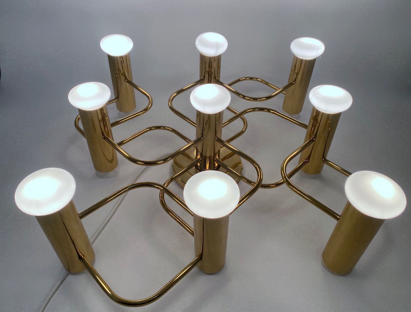 Deckenlampe aus Messing von Gaetano Sciolari für Leolai, 1980er Deutschland