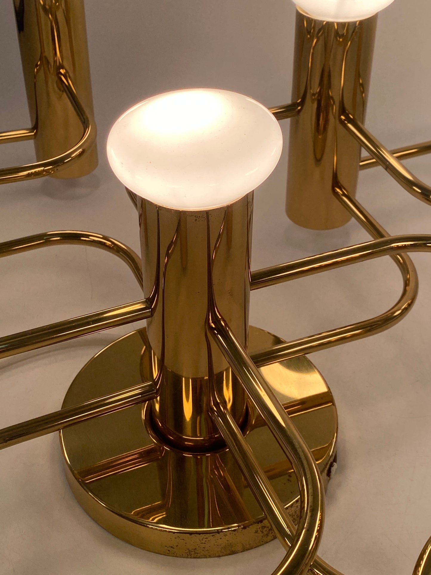 Deckenlampe aus Messing von Gaetano Sciolari für Leolai, 1980er Deutschland