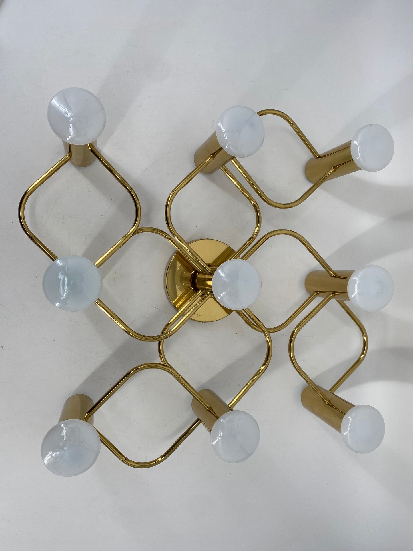 Deckenlampe aus Messing von Gaetano Sciolari für Leolai, 1980er Deutschland