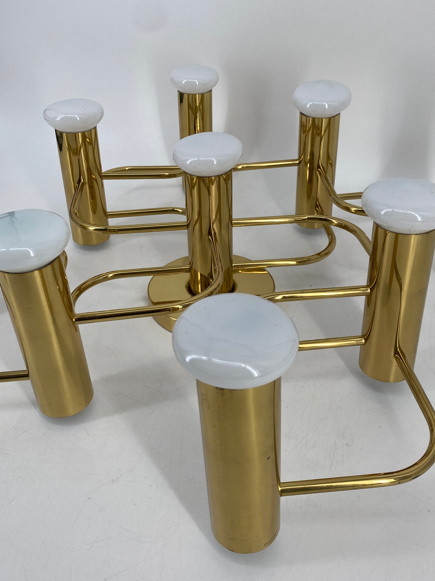 Deckenlampe aus Messing von Gaetano Sciolari für Leolai, 1980er Deutschland