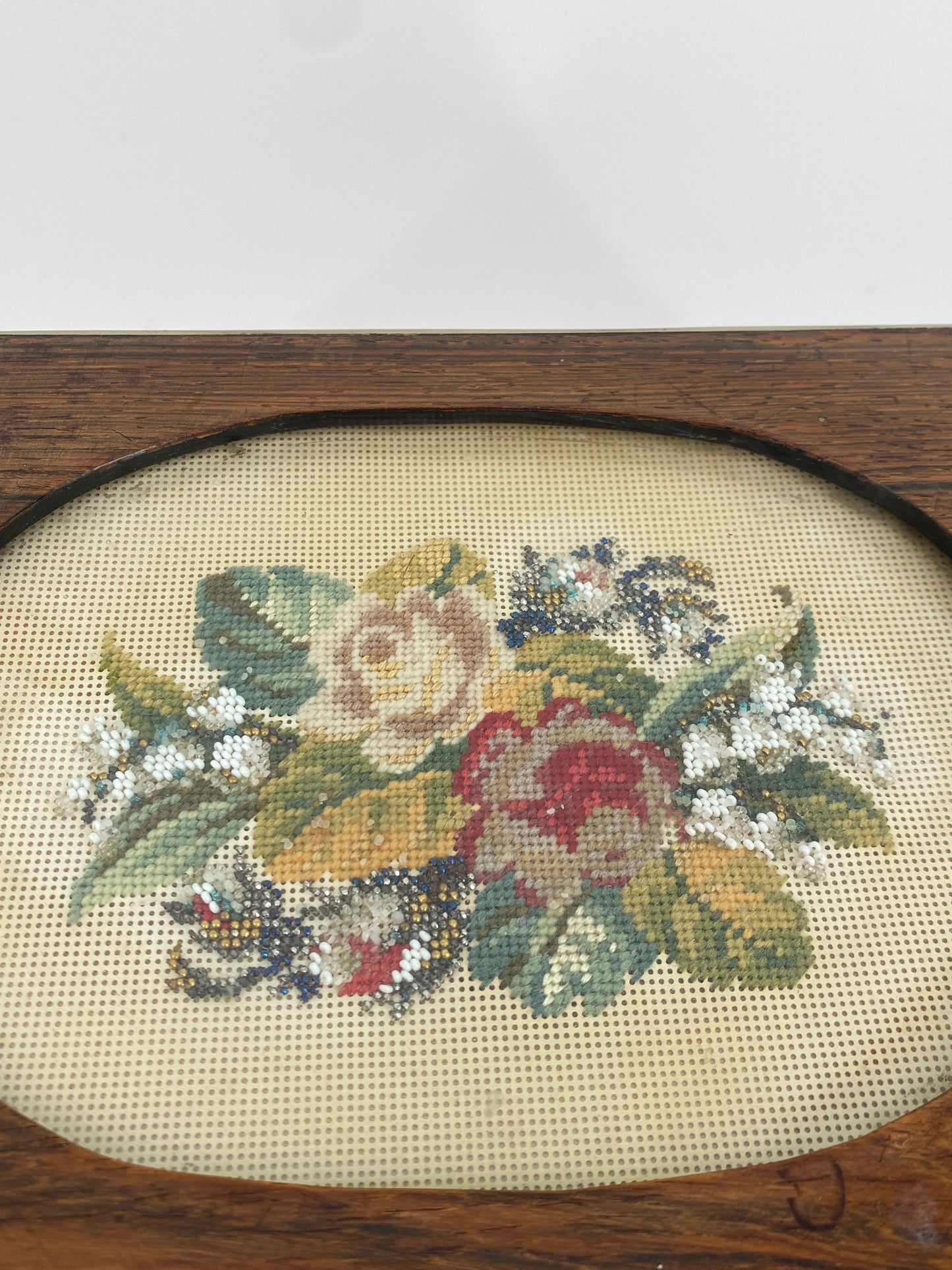 Antike Edelholz Schatulle mit Stickerei, um 1900