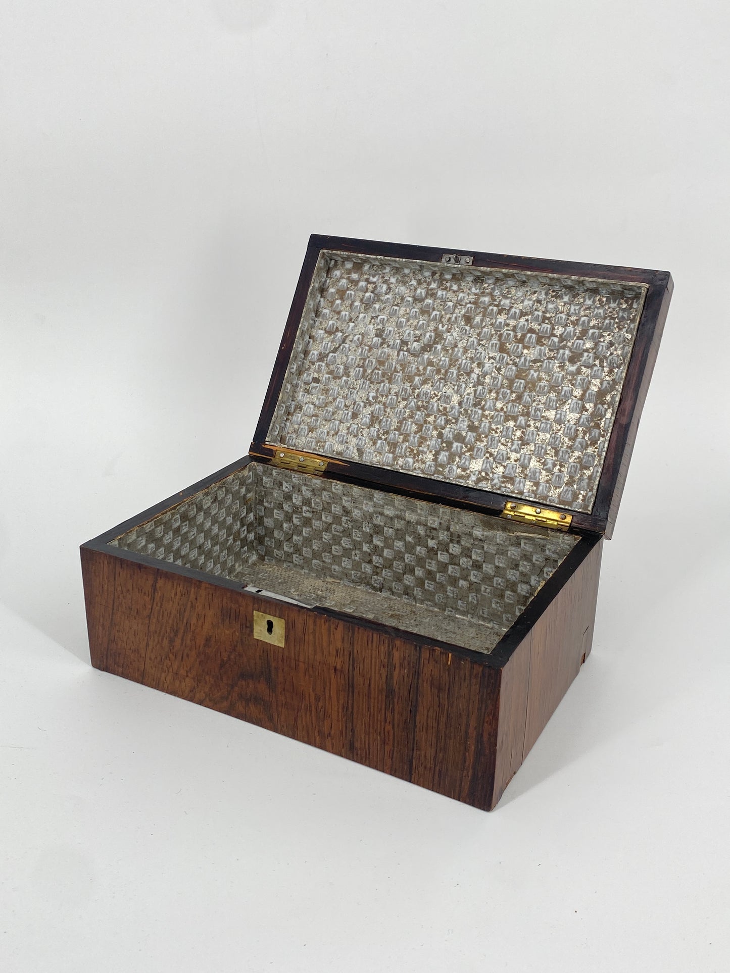 Antike Edelholz Schatulle mit Stickerei, um 1900